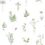 Voir la diapositive 2 : Noordwand Noordwand Papier peint Evergreen Herbs and Flowers blanc