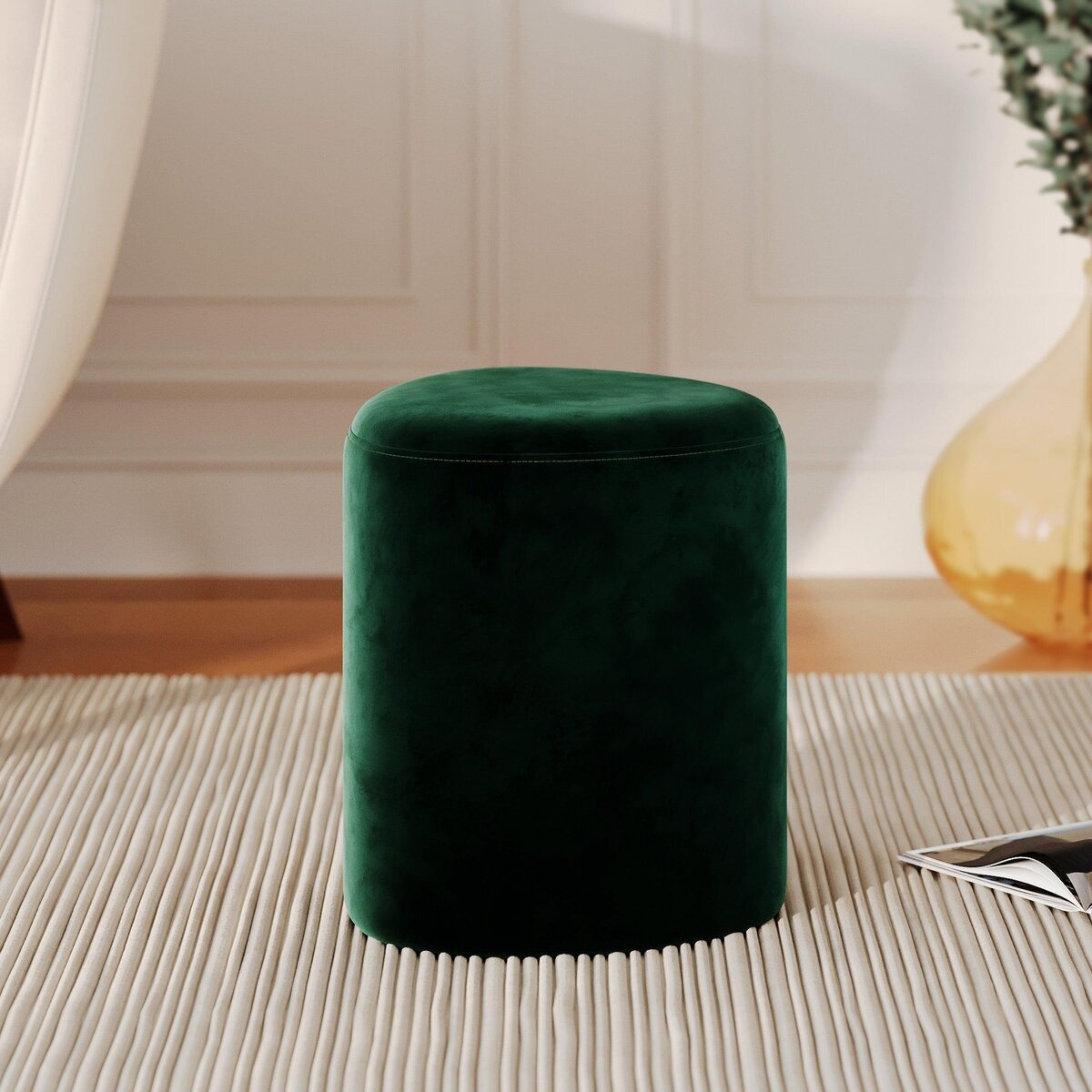 Rendez vous déco Pouf en velours vert - Emmy