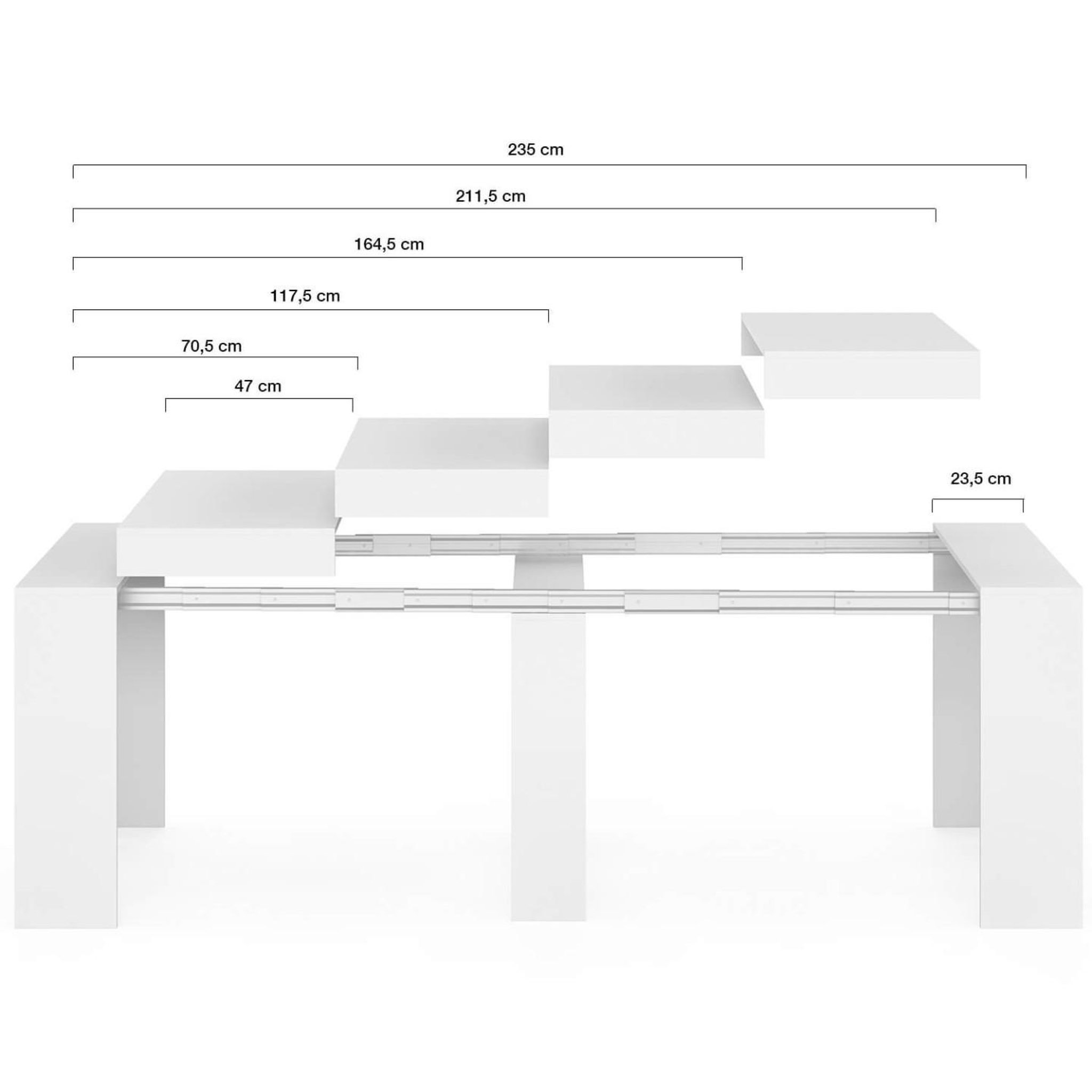 Voir la diapositive 5 : ID MARKET Table console extensible orlando 10 personnes 235 cm bois blanc
