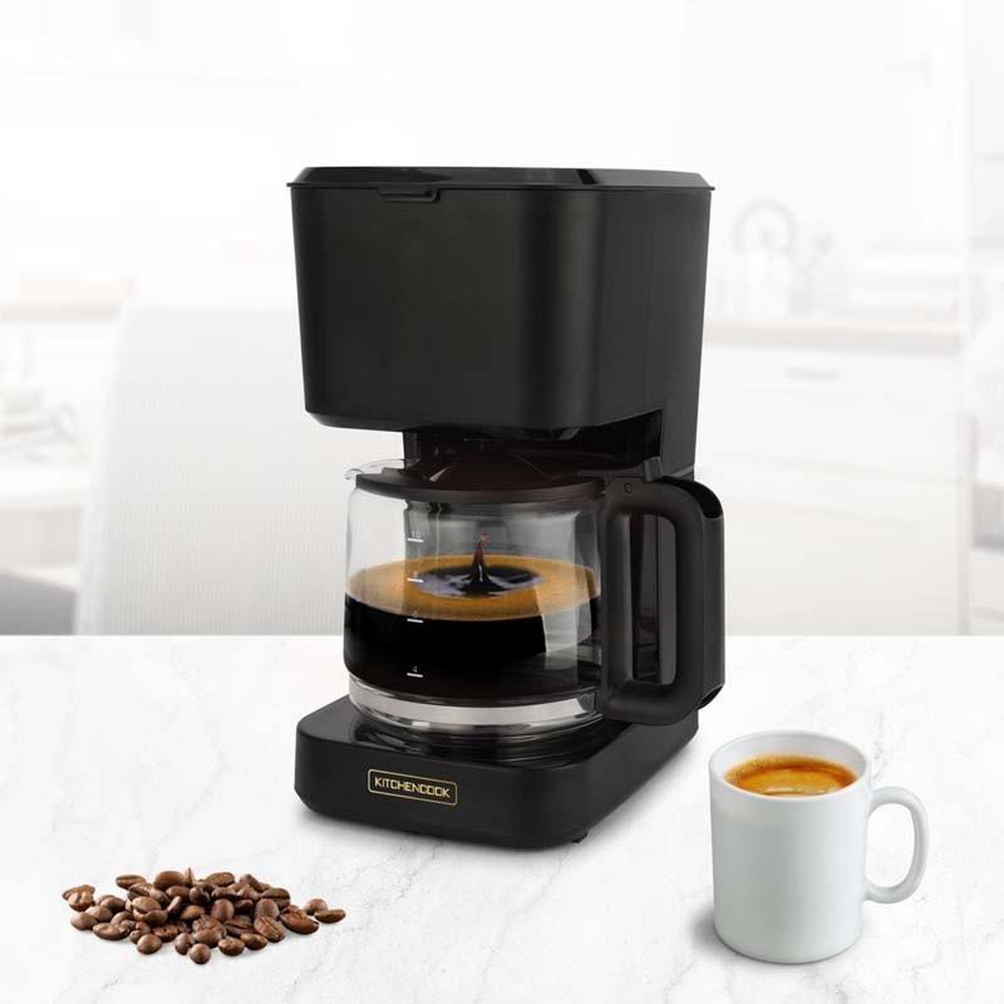Voir la diapositive 2 : KITCHENCOOK Cafetière filtre 1,3 l noire mate matt coffee de kitchencook