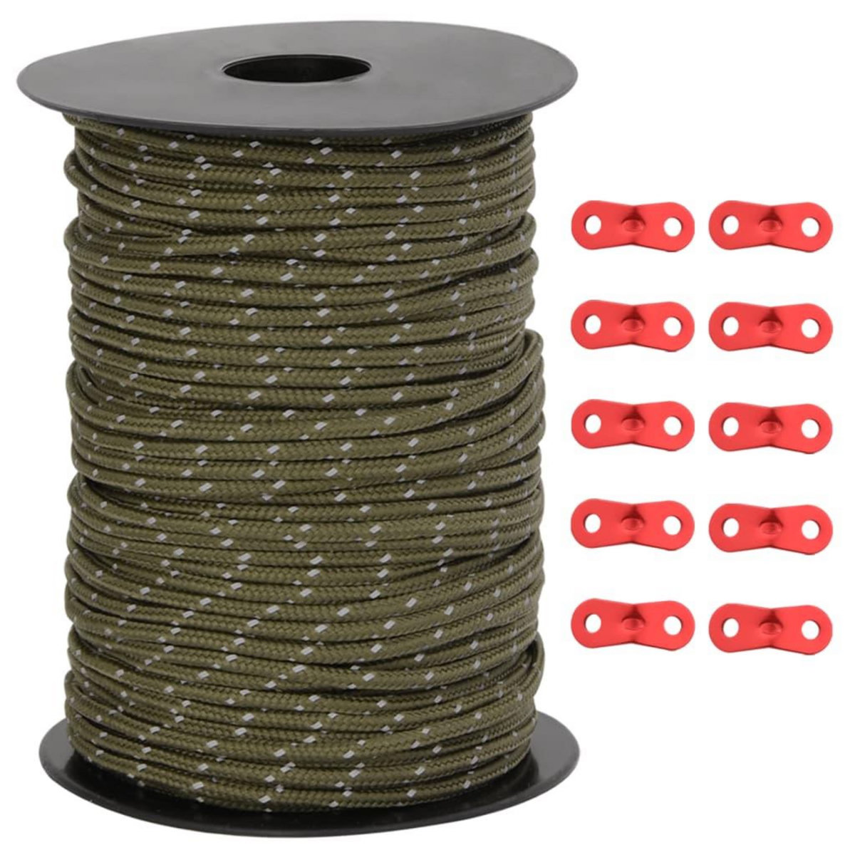 VIDAXL Corde de haubanage de tente avec bandes reflechissantes et cles