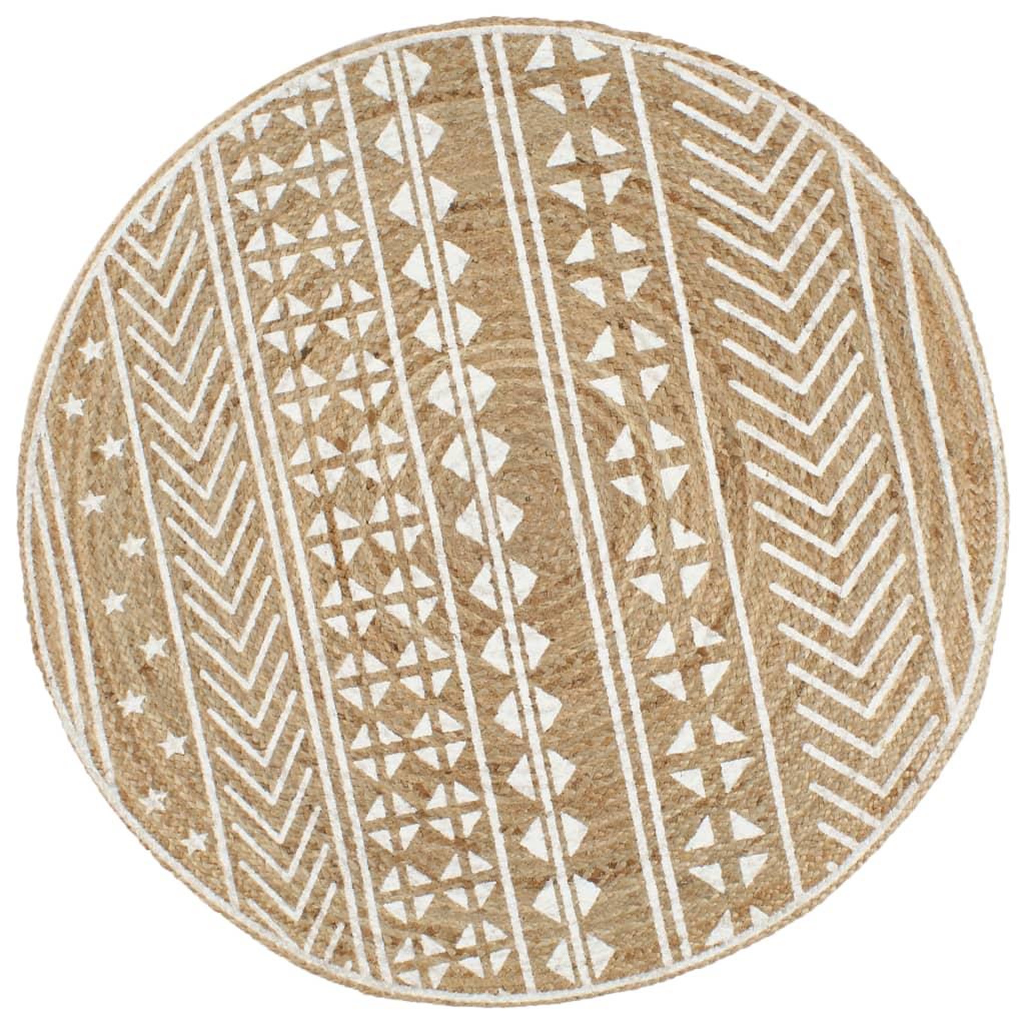 VIDAXL Tapis fait a la main Jute avec imprime blanc 150 cm