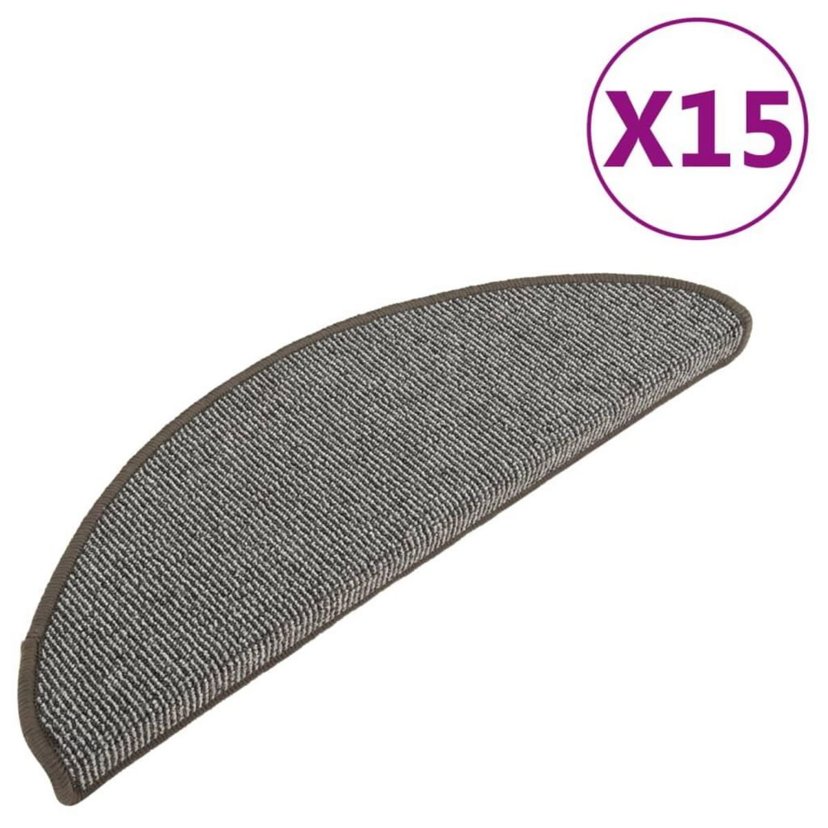 VIDAXL Tapis de marches d'escalier 15 pcs Gris 65x21x4 cm