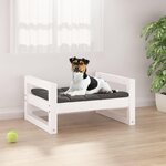 VIDAXL Lit pour chien Blanc 55,5x45,5x28 cm Bois de pin solide