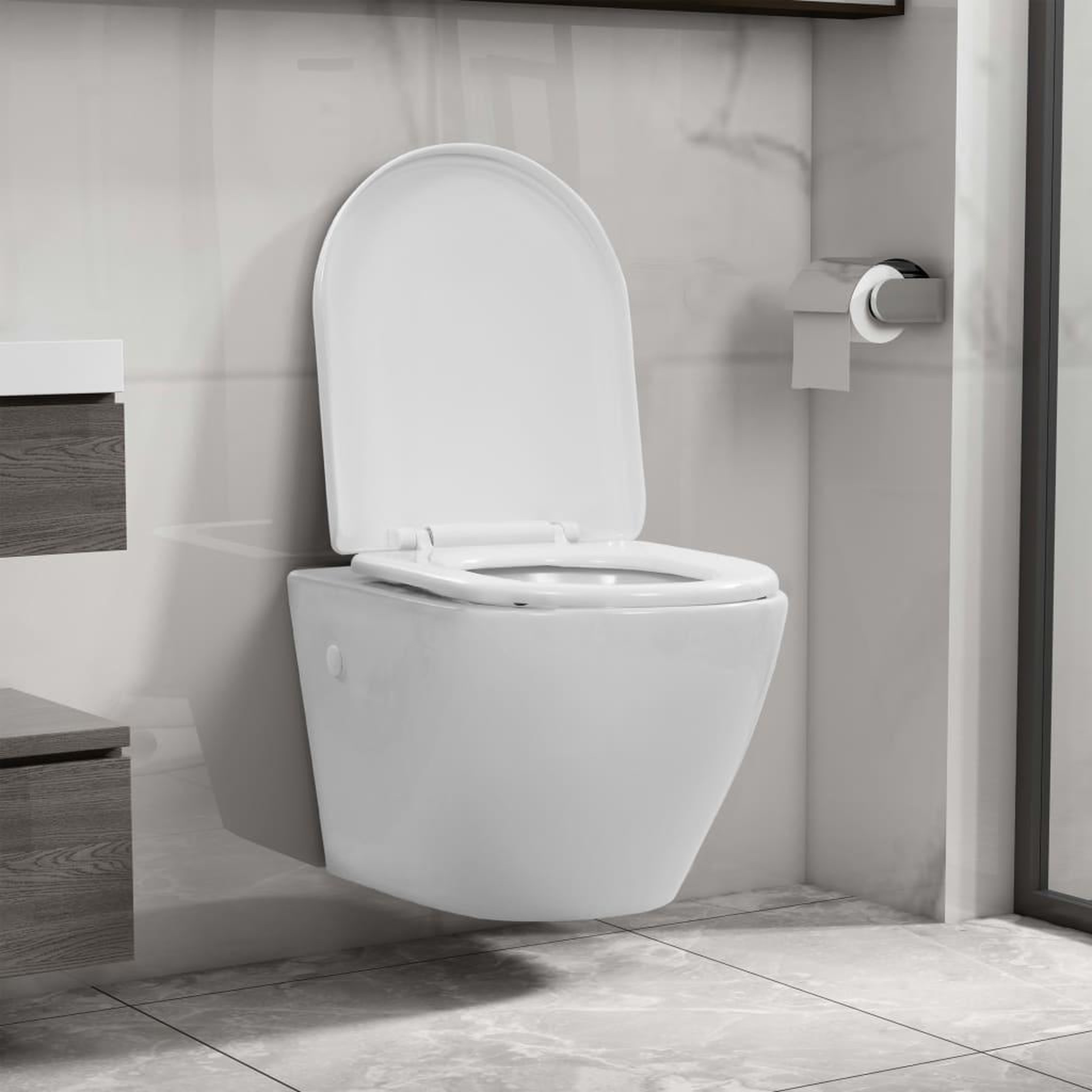 Voir la diapositive 1 : VIDAXL Toilette suspendue au mur sans rebord Ceramique Blanc