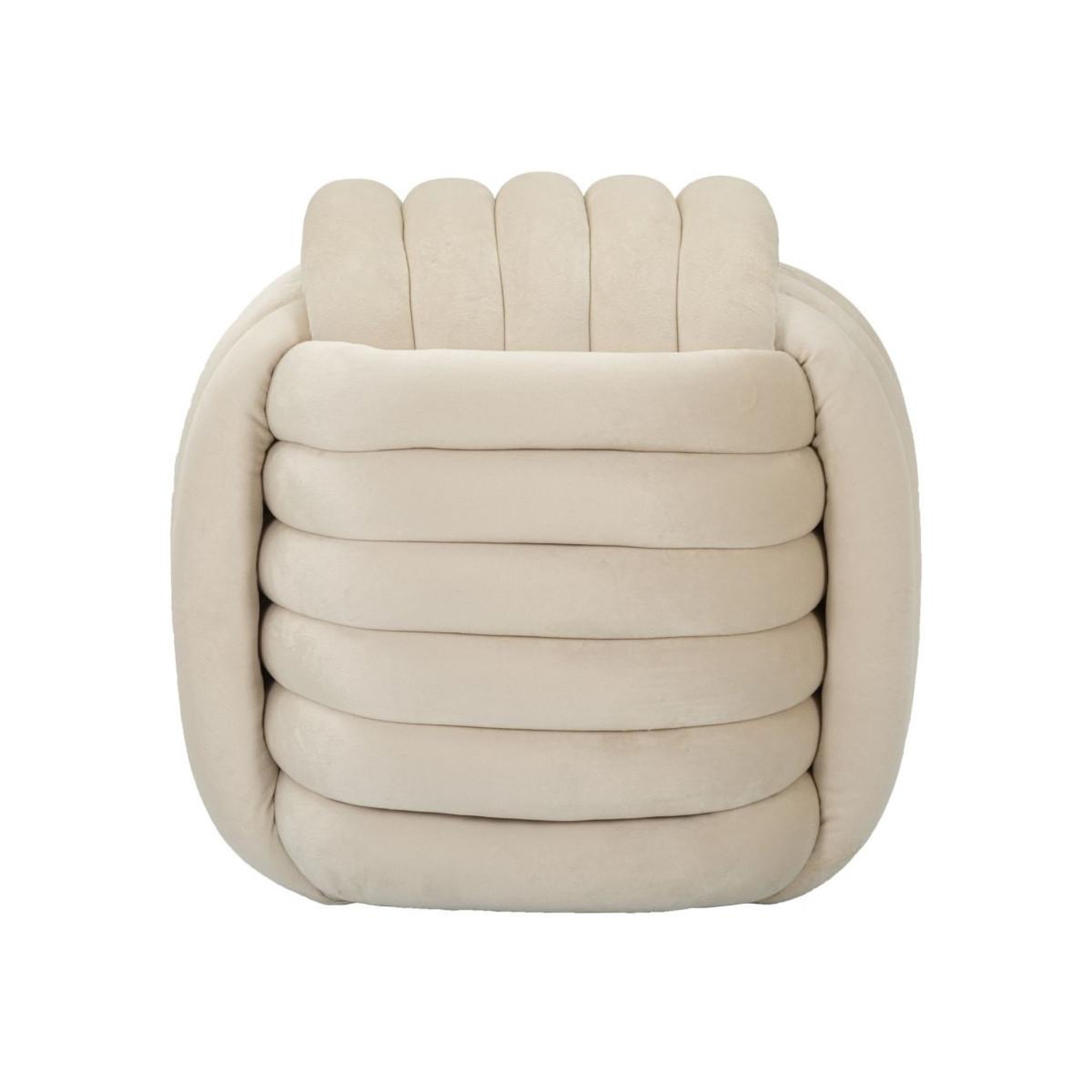 Voir la diapositive 2 : Paris Prix Pouf design en velours  softy  45cm crème