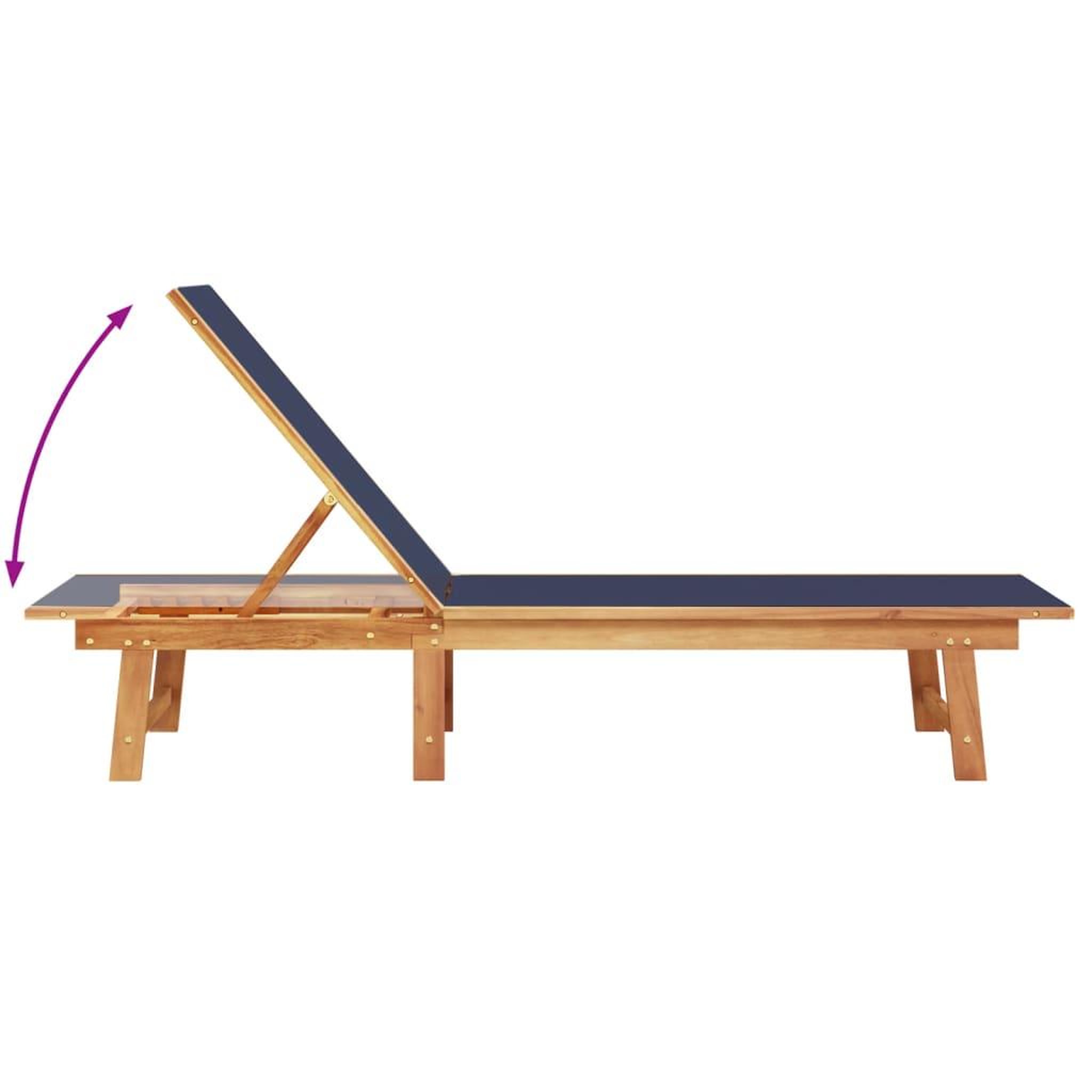 Voir la diapositive 4 : VIDAXL Chaises longues lot de 2 bleu bois d'acacia solide et textilene