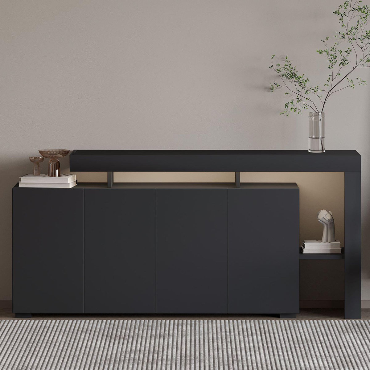 Habitat et Jardin Buffet en bois  Beliz  - 170 x 35 x 80 cm - Anthracite