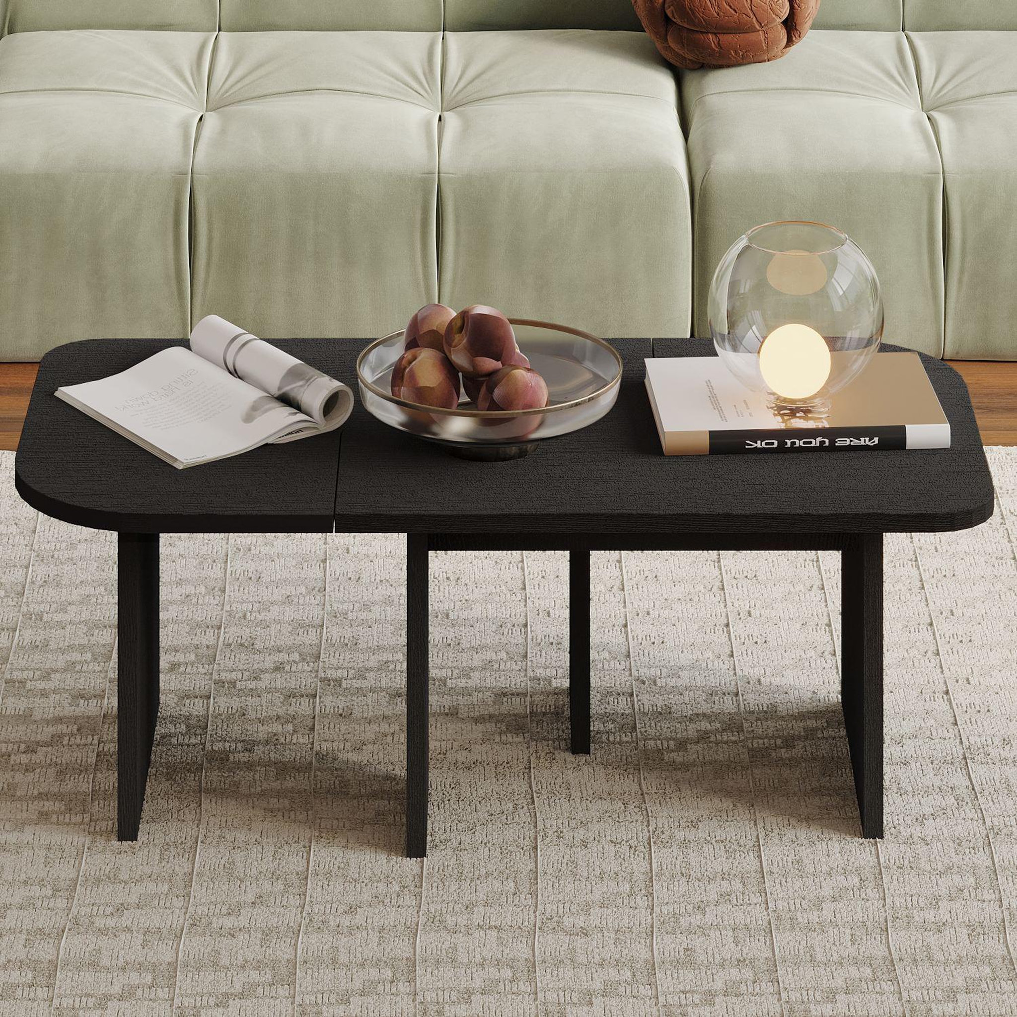 Voir la diapositive 3 : Habitat et Jardin Ensemble Tables Basses en bois  Iris  - 90 x 45 x 35 cm - Noir