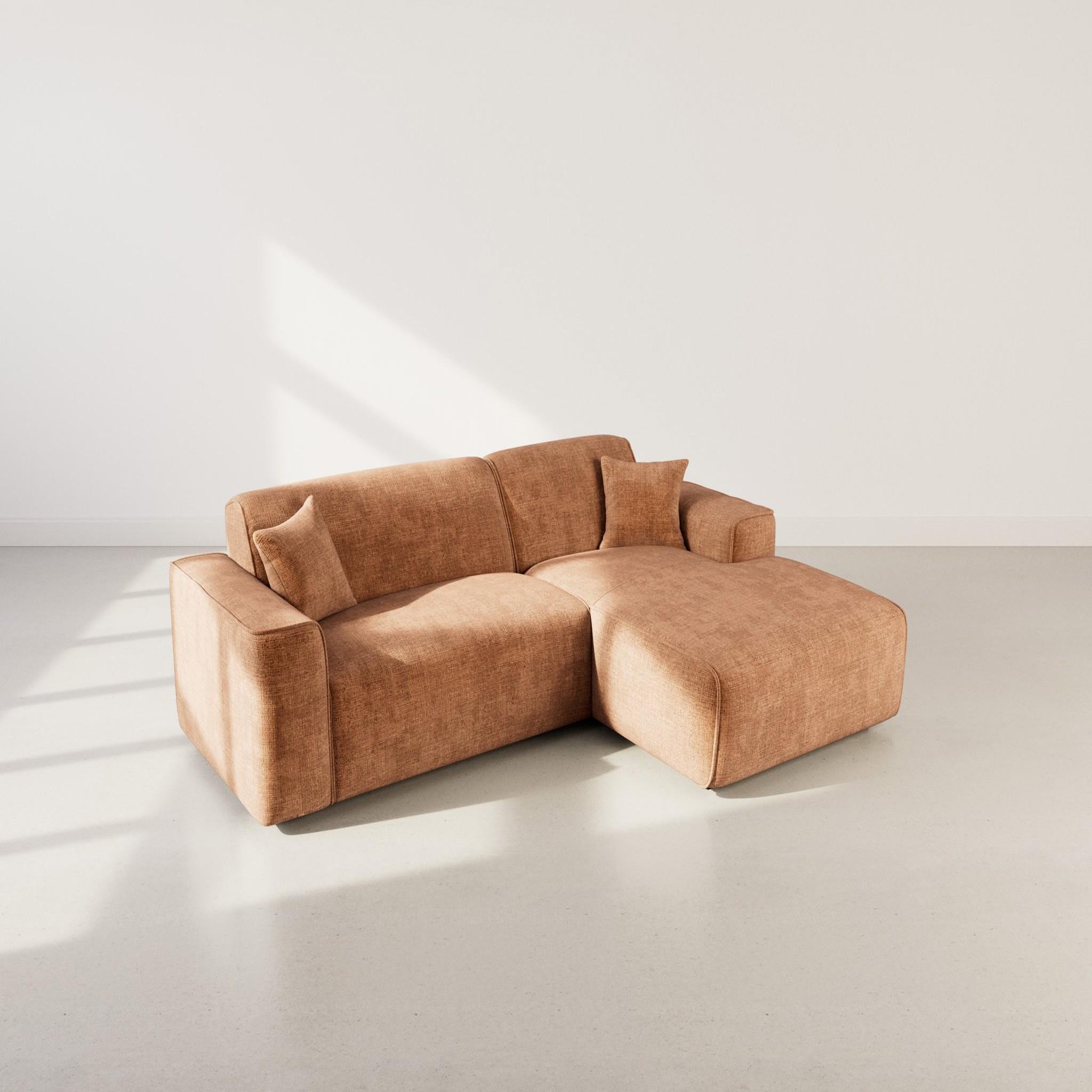Voir la diapositive 5 : BEST MOBILIER Lison - canapé d'angle droit 4 places en velours texturé