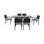 Voir la diapositive 4 : SWEEEK Table de jardin aluminium 120/180cm avec 6 chaises empilables aluminium et textilène