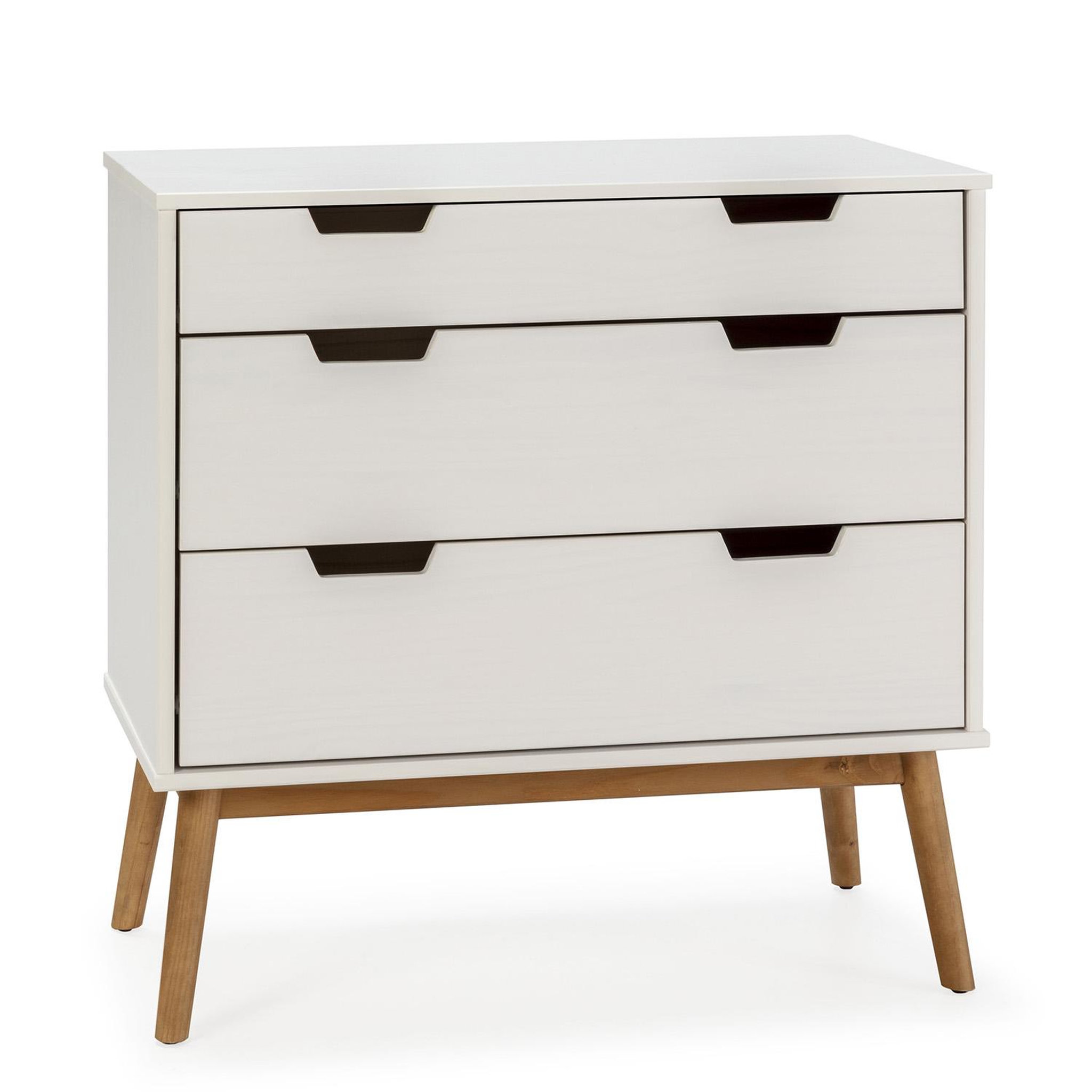 VS VENTA-STOCK Commode Baku 3 tiroirs couleur blanc, 80 cm longueur