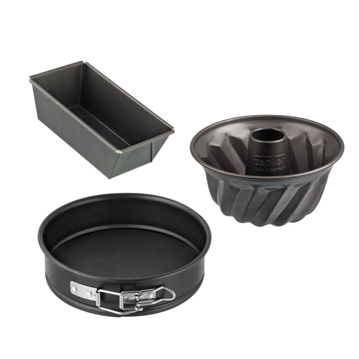 ZENKER Set de 3 mini moules à cake 15 cm, charnière 16 cm et kouglof 18 cm Zenker Spécial Mini