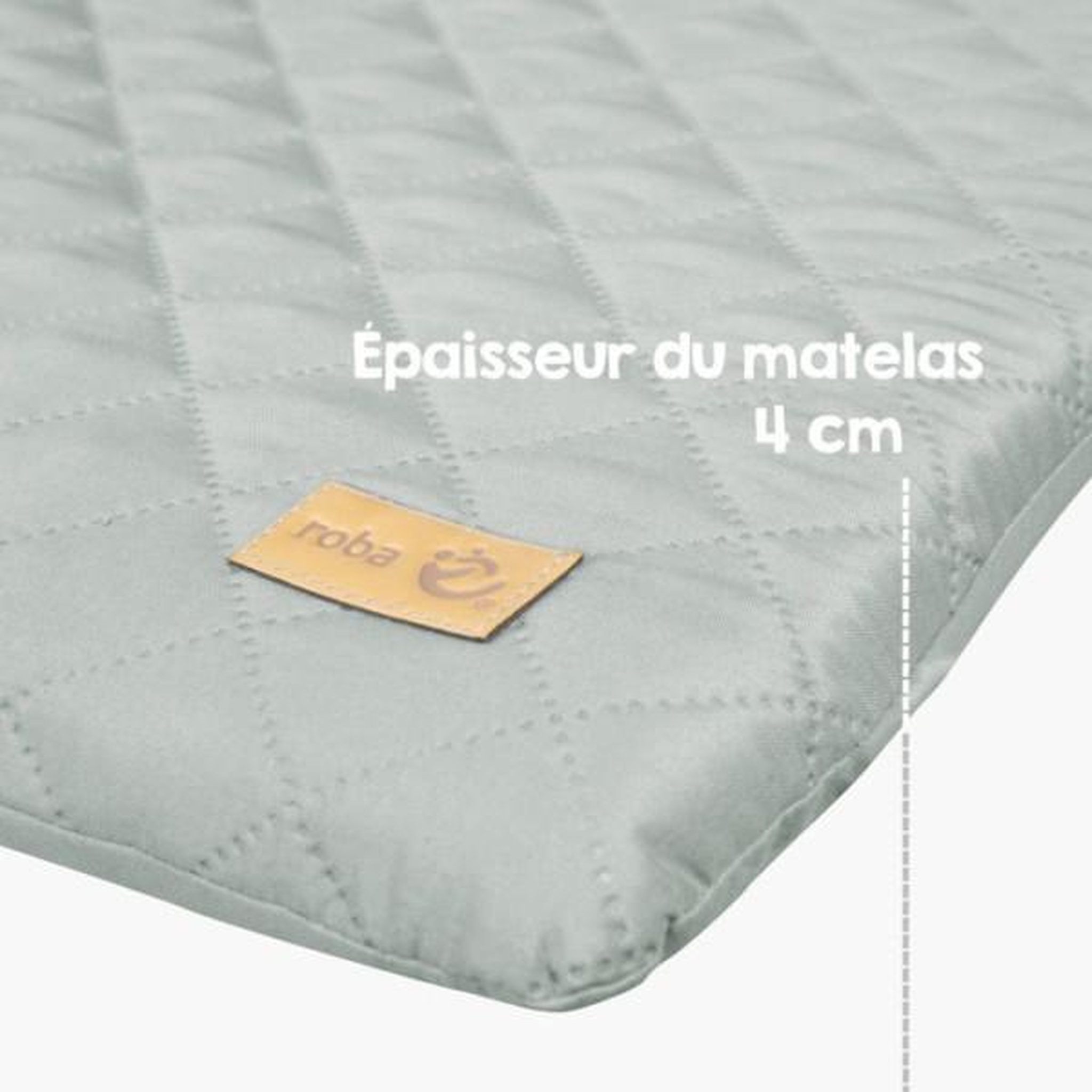 Voir la diapositive 6 : Roba Matelas a langer - ROBA - Visage de lapin - 85 x 75 cm - Vert givré