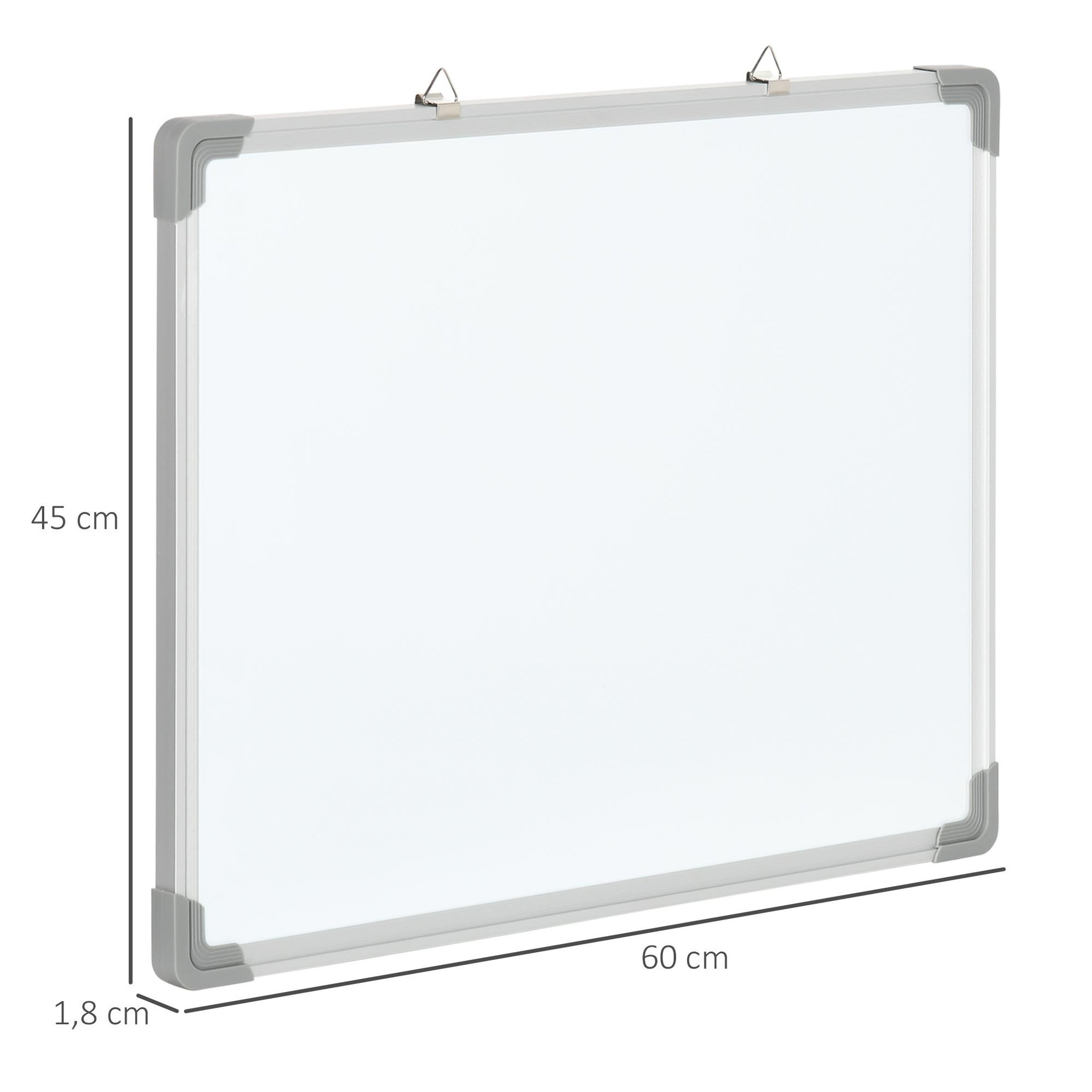 Voir la diapositive 3 : HOMCOM Tableau blanc aimanté magnétique dim. 60l x 45h cm nombreux accessoires inclus cadre aluminium