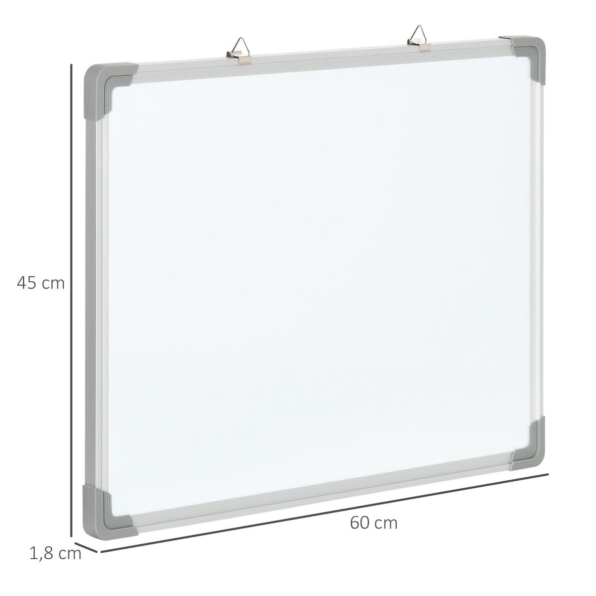HOMCOM Tableau blanc aimanté magnétique dim. 60L x 45H cm nombreux accessoires inclus cadre aluminium