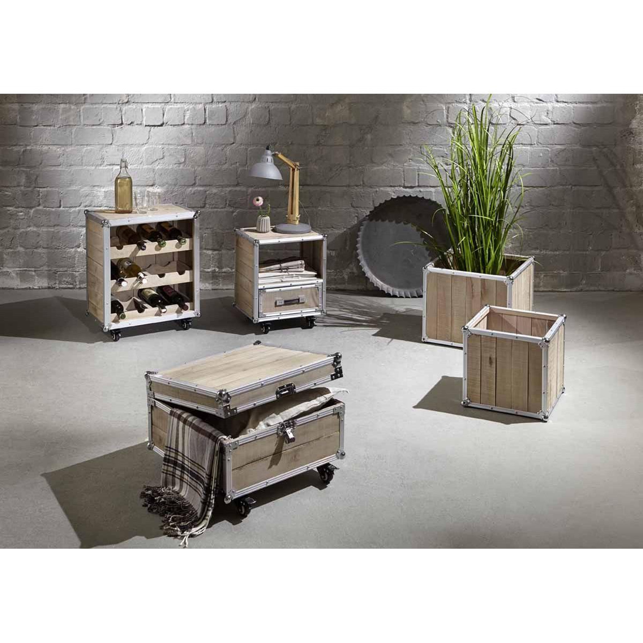 Voir la diapositive 5 : Paris Prix Lot de 2 Tables d'Appoint  Mallette  47cm Naturel
