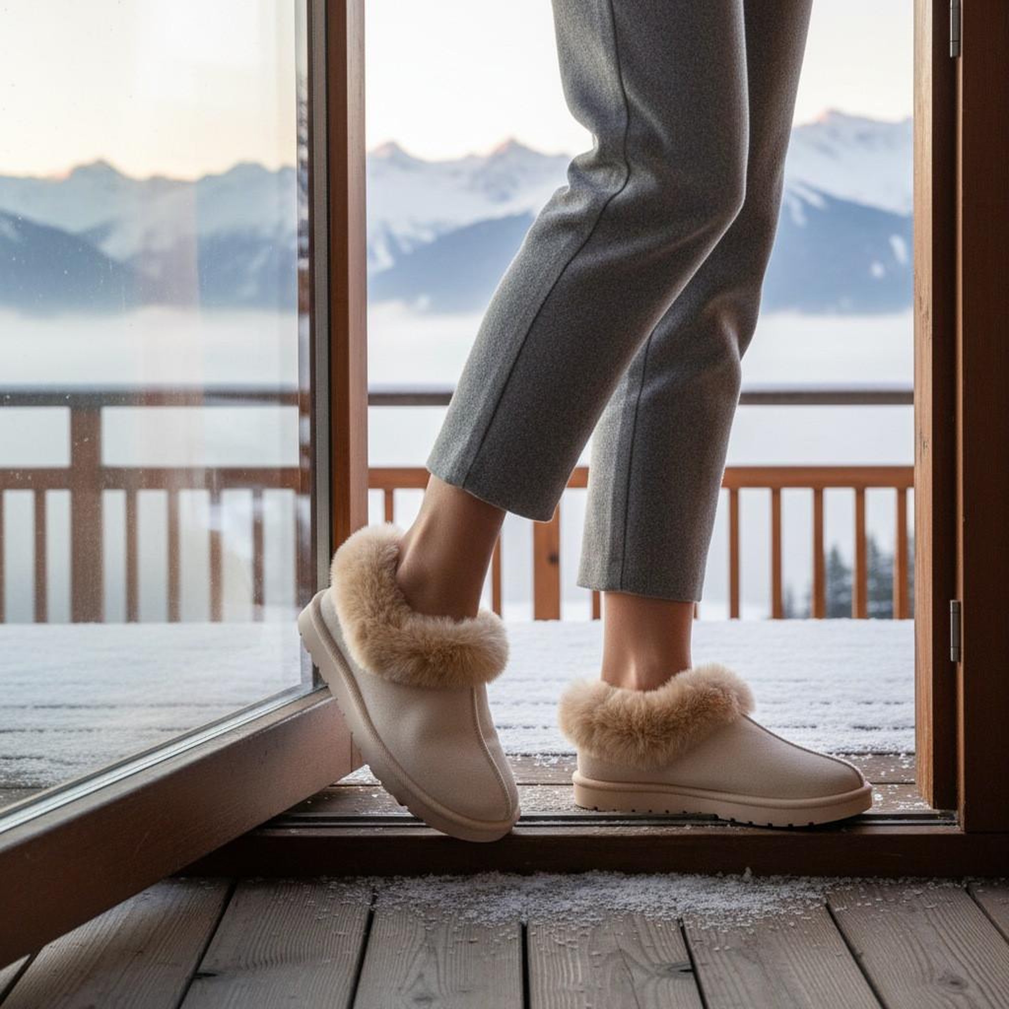 Voir la diapositive 2 : OZABI OZABI Pantoufles Femme Hiver Scandinave, Semelle Crantée Intérieur Extérieur