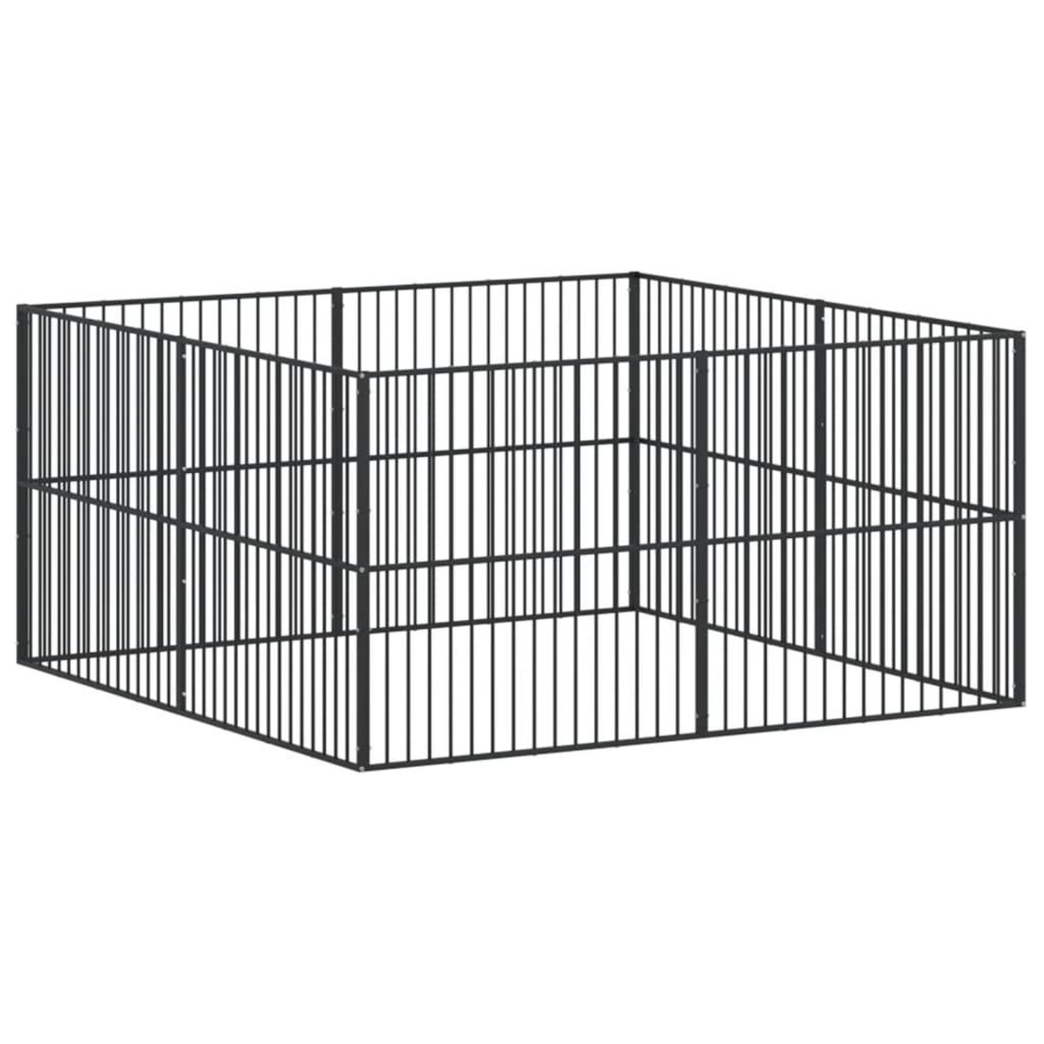 Voir la diapositive 2 : VIDAXL Parc pour chien 8 panneaux noir acier galvanise