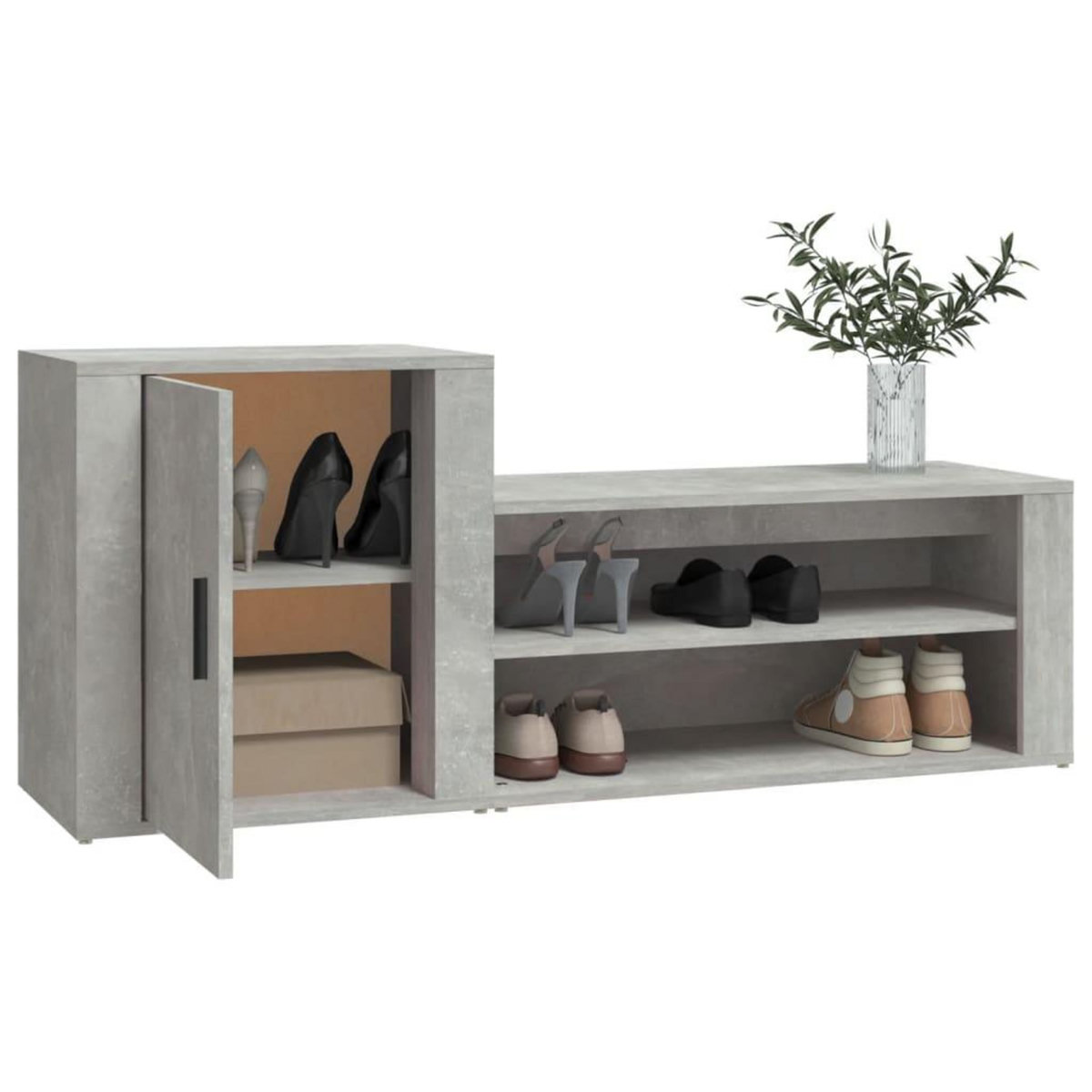 VIDAXL Armoire a chaussures Gris beton 130x35x54 cm Bois d'ingenierie