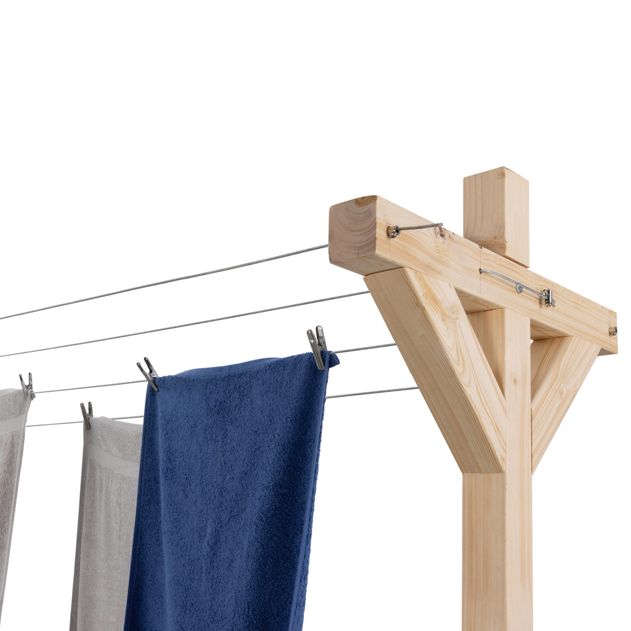 Voir la diapositive 5 : ID MARKET Etendoir à linge extérieur madera capacité 12m en bois
