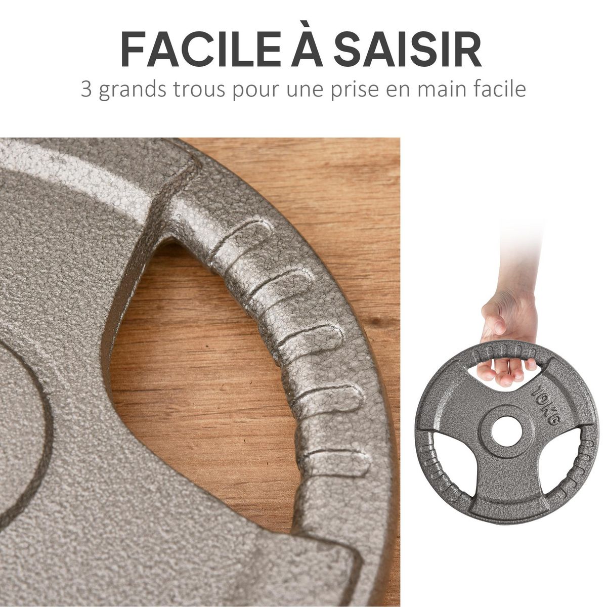 HOMCOM Disques de poids 2,5/2,5/5/5 Kg - 4 poids de musculation - dia. trou 5,4 cm - acier