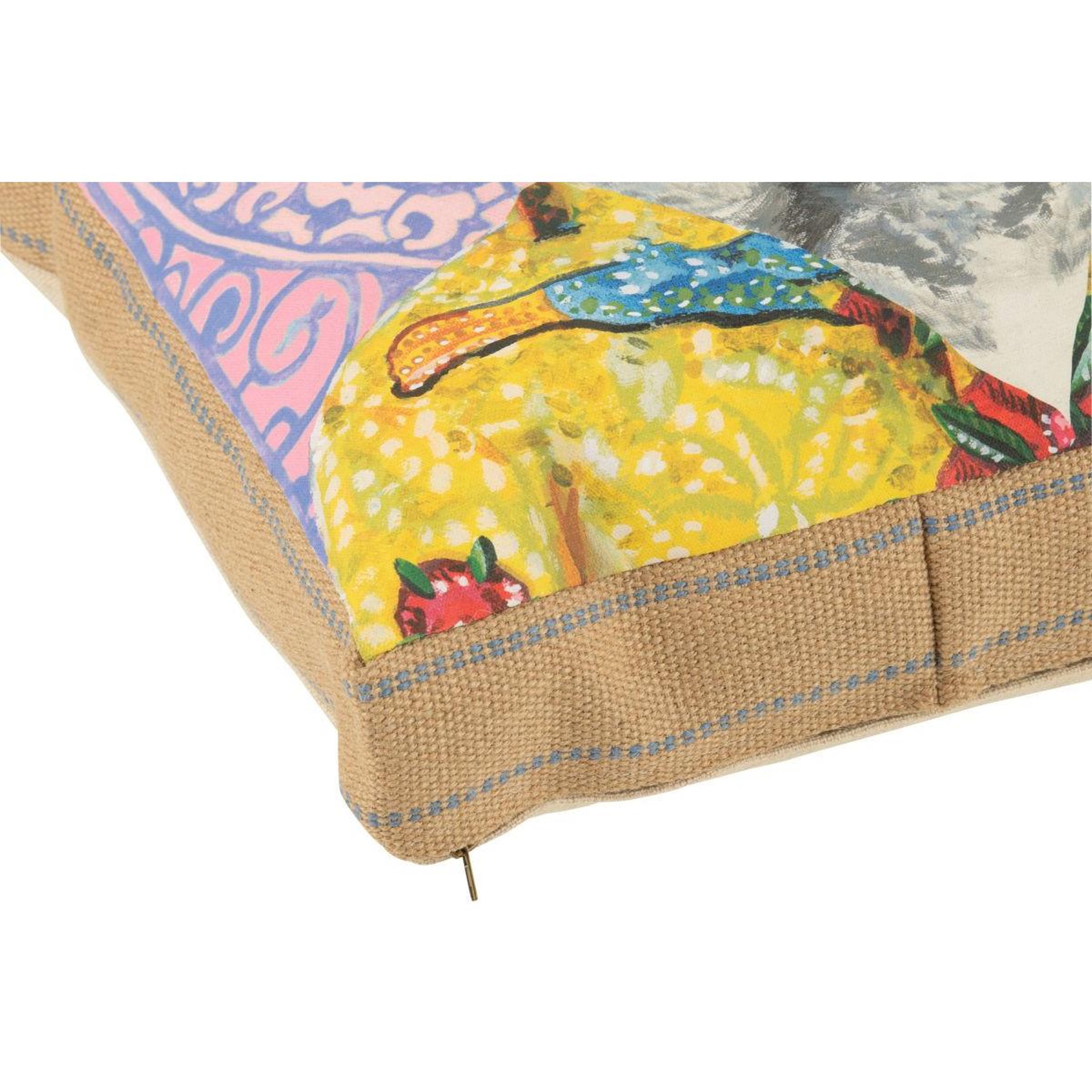 Voir la diapositive 2 : J-LINE Coussin déco chat  popart  50x50cm multicolore