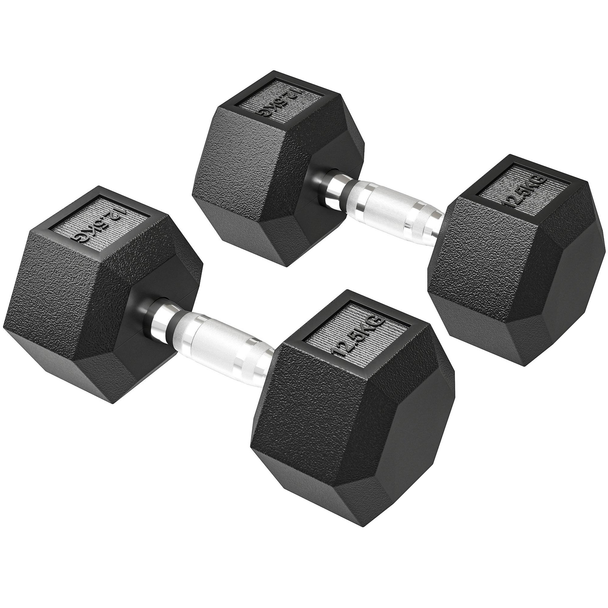 Voir la diapositive 5 : HOMCOM Lot de 2 haltères hexagonales 12,5 kg - hexagon dumbbell musculation fitness - fonte caoutchouté