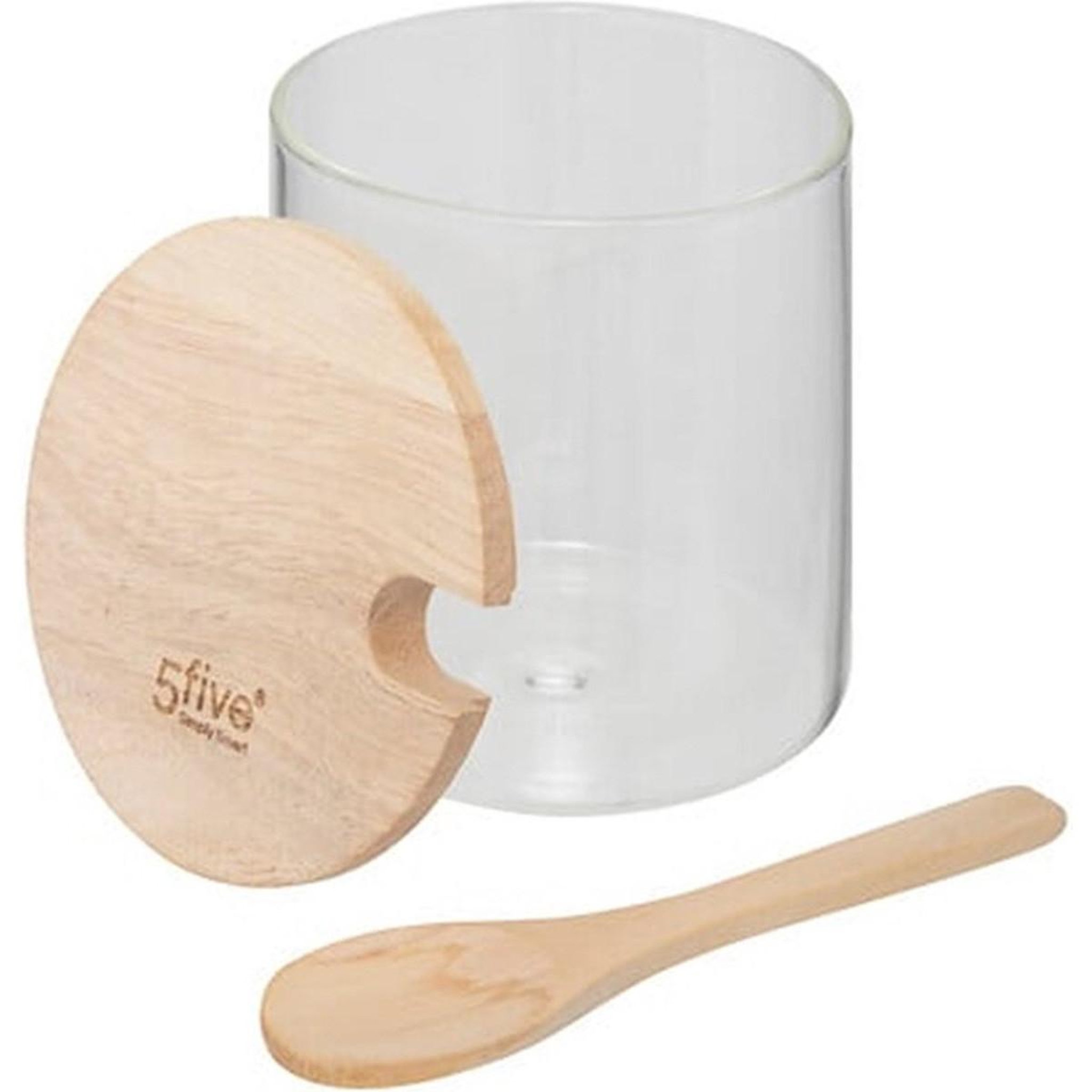 Voir la diapositive 2 : FIVE Sucrier en verre & cuillère  hermet  0,4l transparent