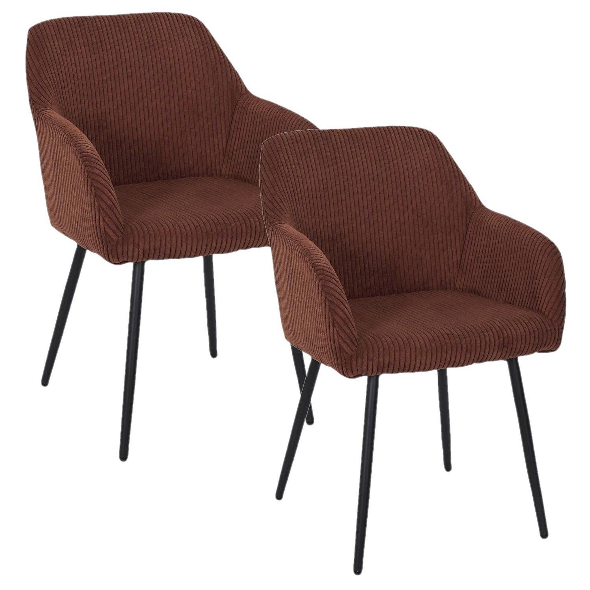 TOILINUX Lot de 2 fauteuils en tissu côtelé drammen - terracotta