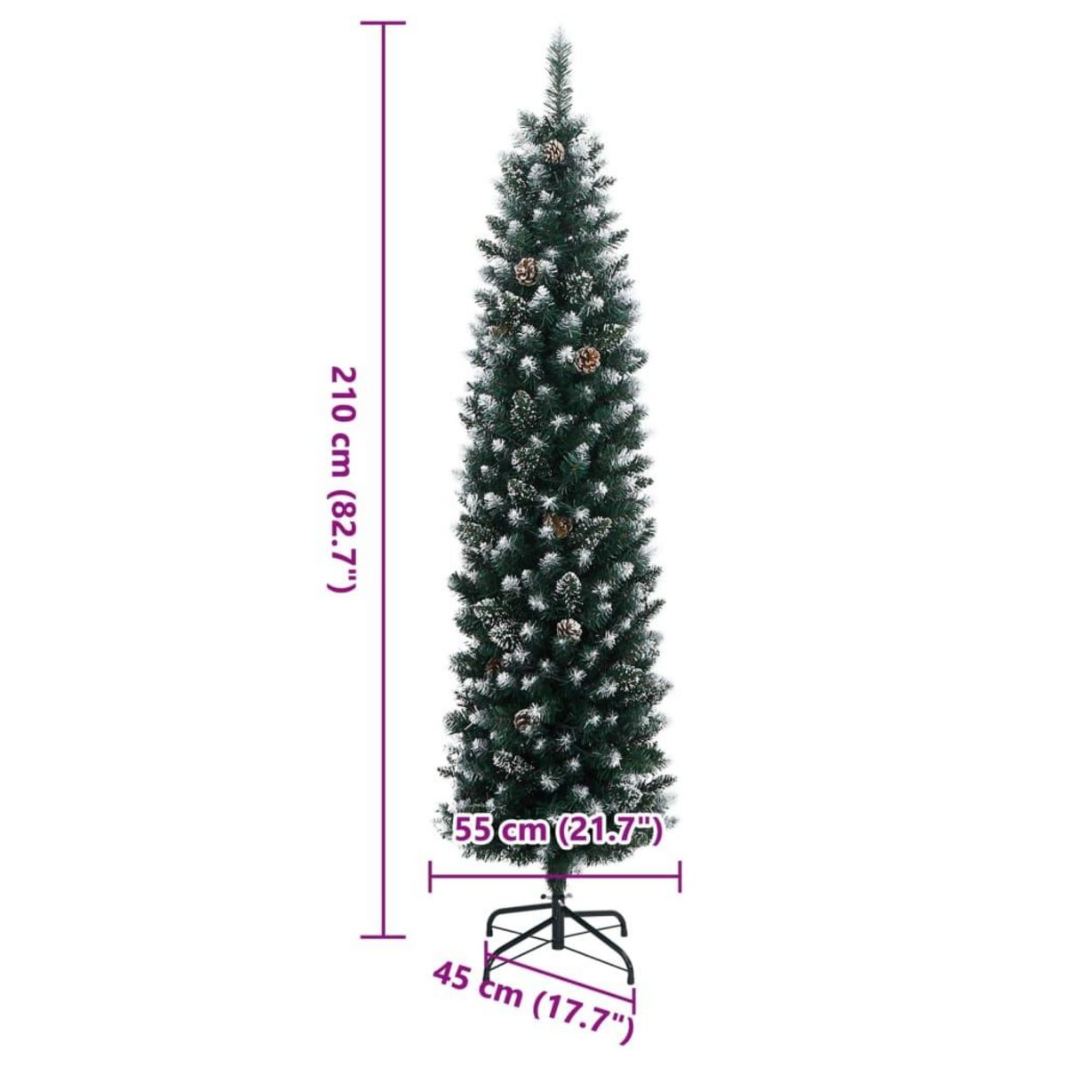 VIDAXL Sapin de Noël artificiel mince 300 LED 210 cm