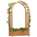 OUTSUNNY Jardinière avec treillis et arche - bac à fleurs - jardinière sur pied - dim. 83L x 36l x 152H cm - bois sapin pré-huilé