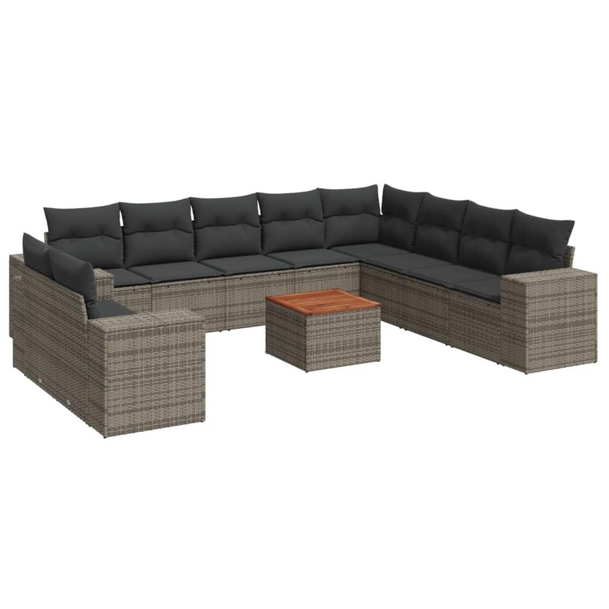 Voir la diapositive 2 : VIDAXL Salon de jardin 11 pcs avec coussins gris resine tressee