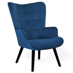ID MARKET Fauteuil scandinave ANIA en velours bleu