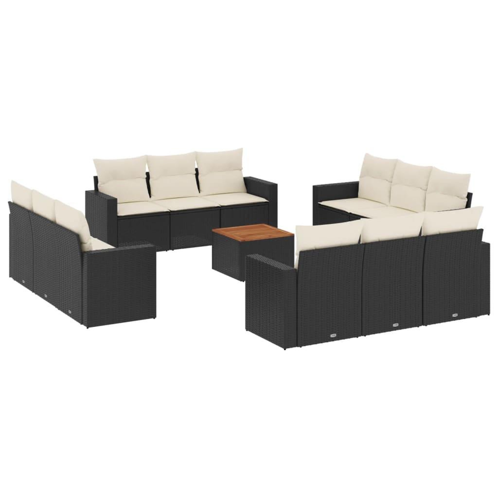 Voir la diapositive 2 : VIDAXL Salon de jardin avec coussins 13 pcs noir resine tressee