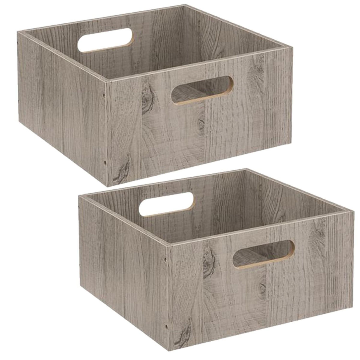 TOILINUX Lot de 2 Boîtes de rangement carrée en MDF