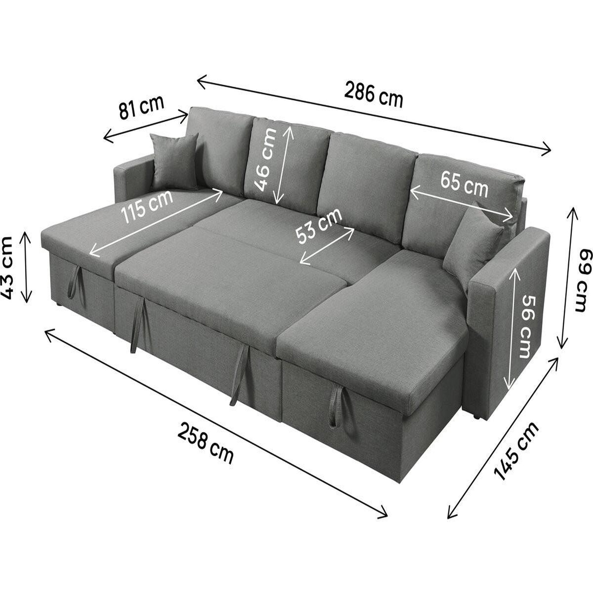 Voir la diapositive 3 : Habitat et Jardin Canapé d'angle panoramique convertible en tissu  alain  - 4 places - gris