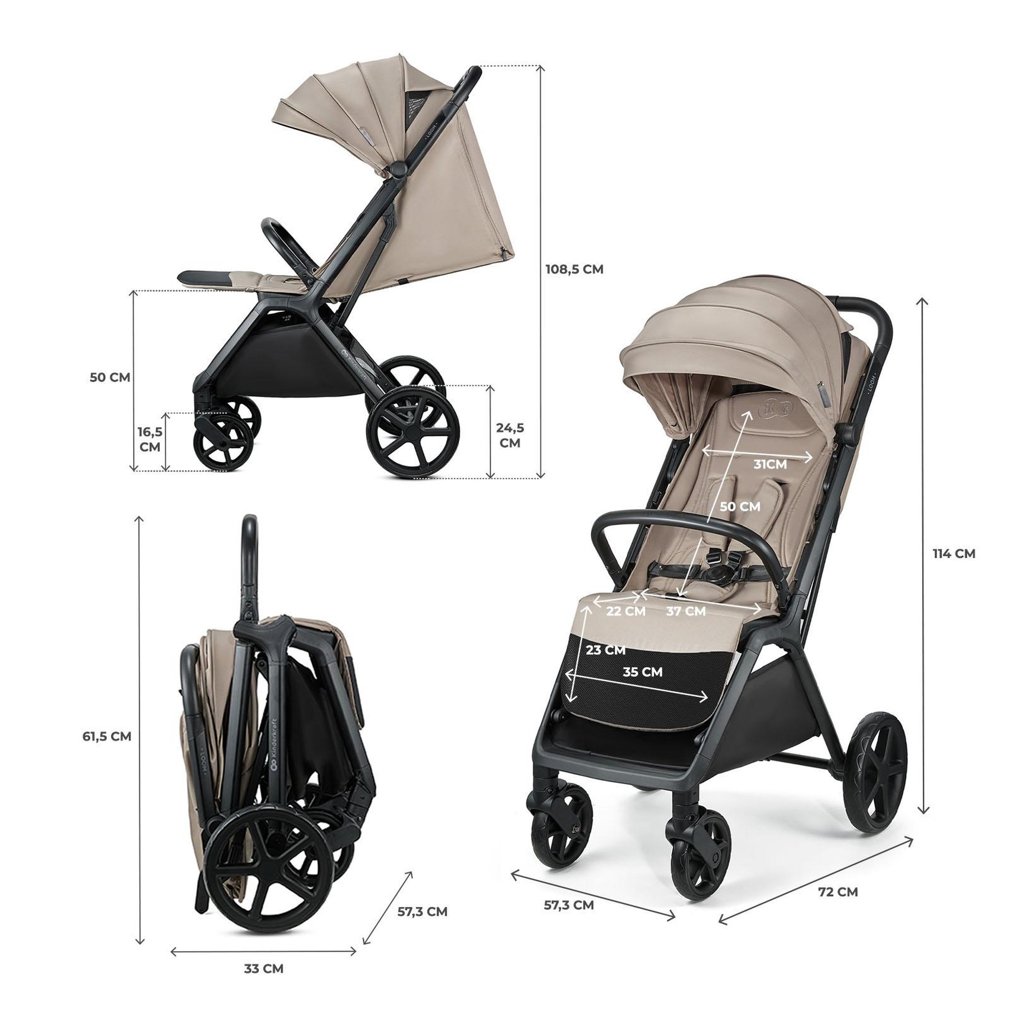 Voir la diapositive 6 : KINDERKRAFT Poussette loom pratique et confortable