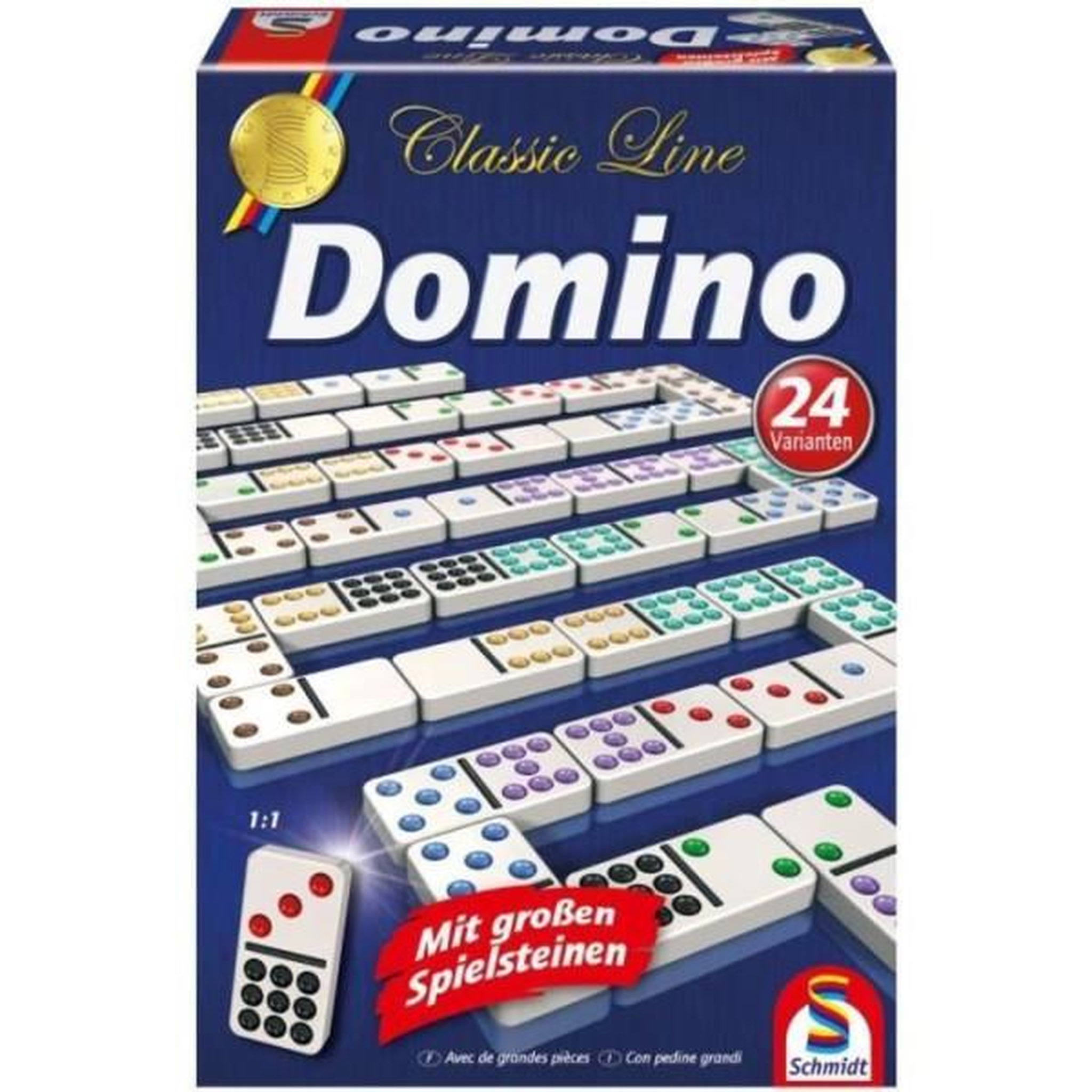 Schmidt Spiele Jeu de domino - schmidt spiele - classic line - 55 dominos grand format - 24 variantes de regles