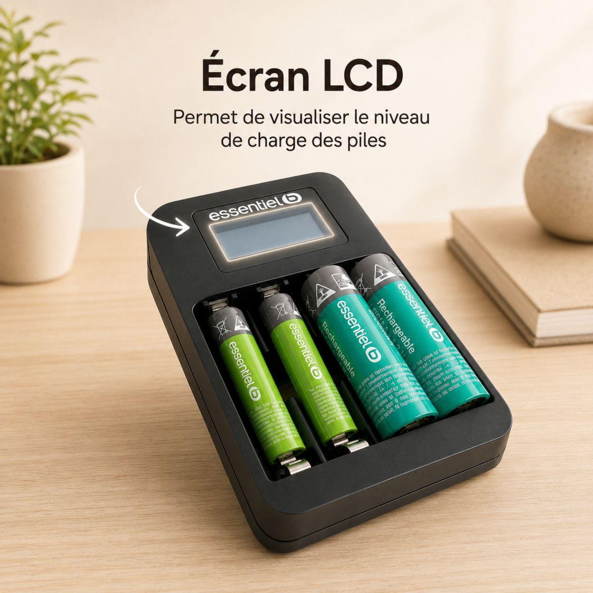 Voir la diapositive 3 : ESSENTIEL B Chargeur de piles +lr06 aa x2 2100nimh+lr03 aaa x2 700nimh