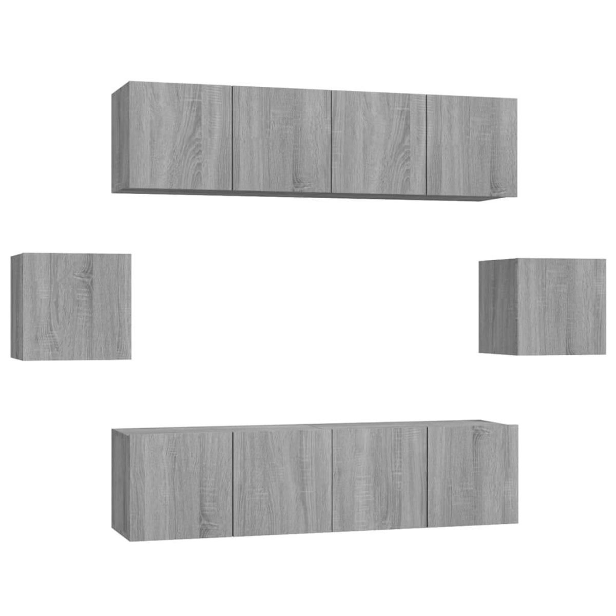 VIDAXL Ensemble de meubles TV 6 pcs Sonoma gris Bois d'ingenierie