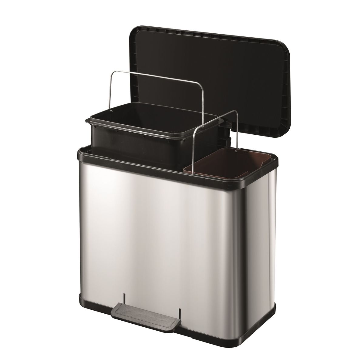 HAILO Poubelle de tri à pédale 17+9L Öko Duo Plus Inox