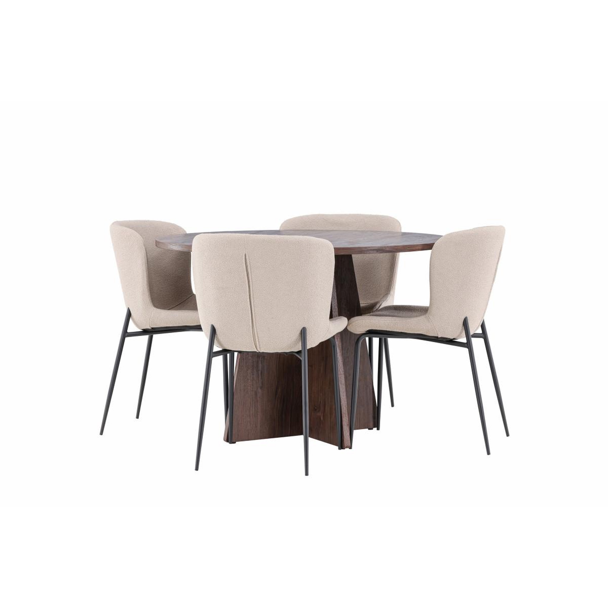 Voir la diapositive 3 : Paris Prix Ensemble table à manger & 4 chaises  bootcut & modesto  110cm moka & beige