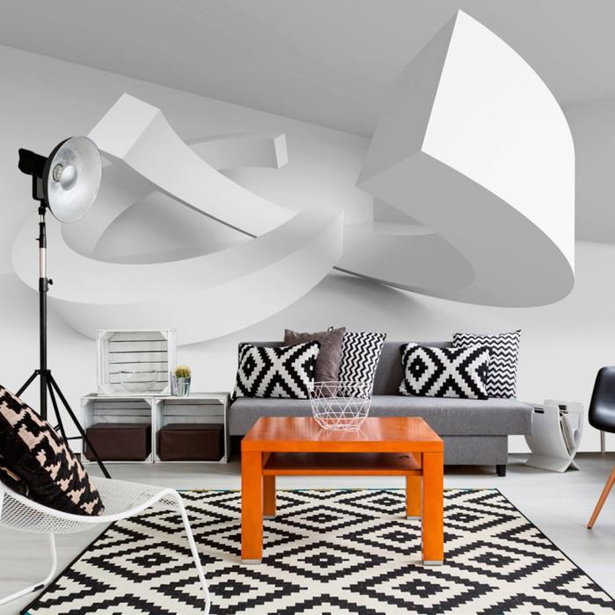 Paris Prix Papier Peint  White Duet. Coloris disponibles : Multicolore