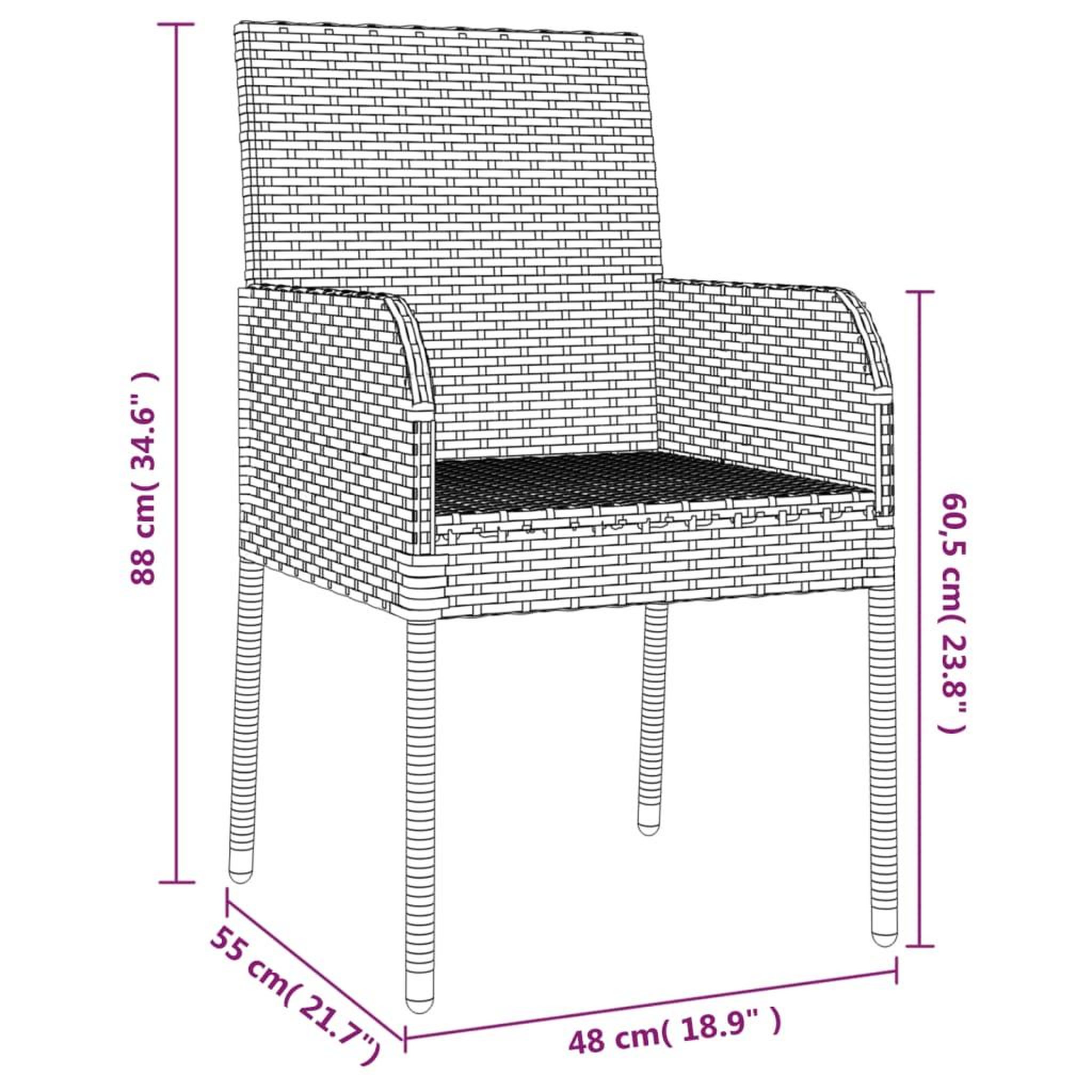 Voir la diapositive 6 : VIDAXL Chaises de jardin lot de 2 avec coussins Resine tressee Noir