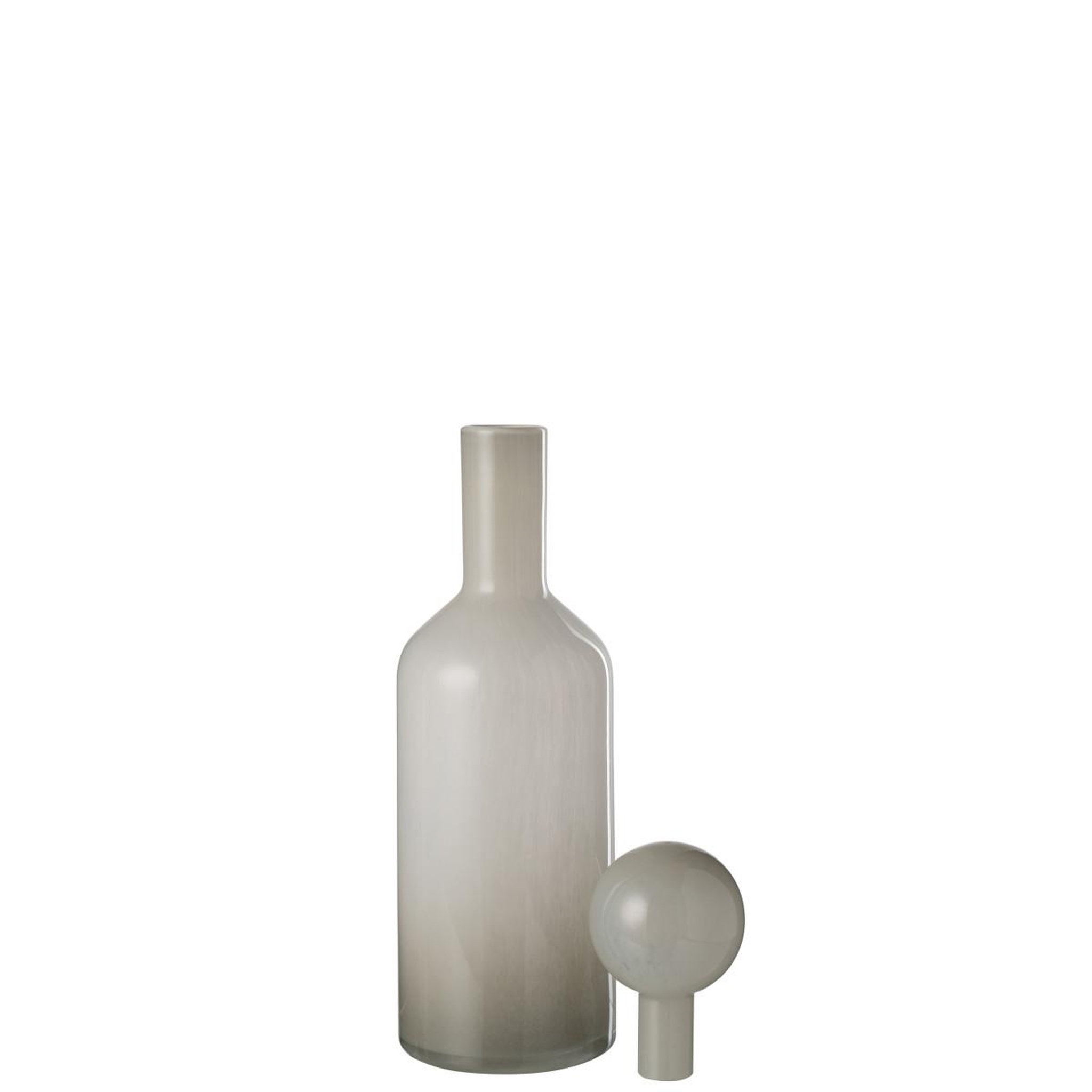 Voir la diapositive 2 : J-LINE Vase bouteille bouchon en verre  doyle  46cm gris