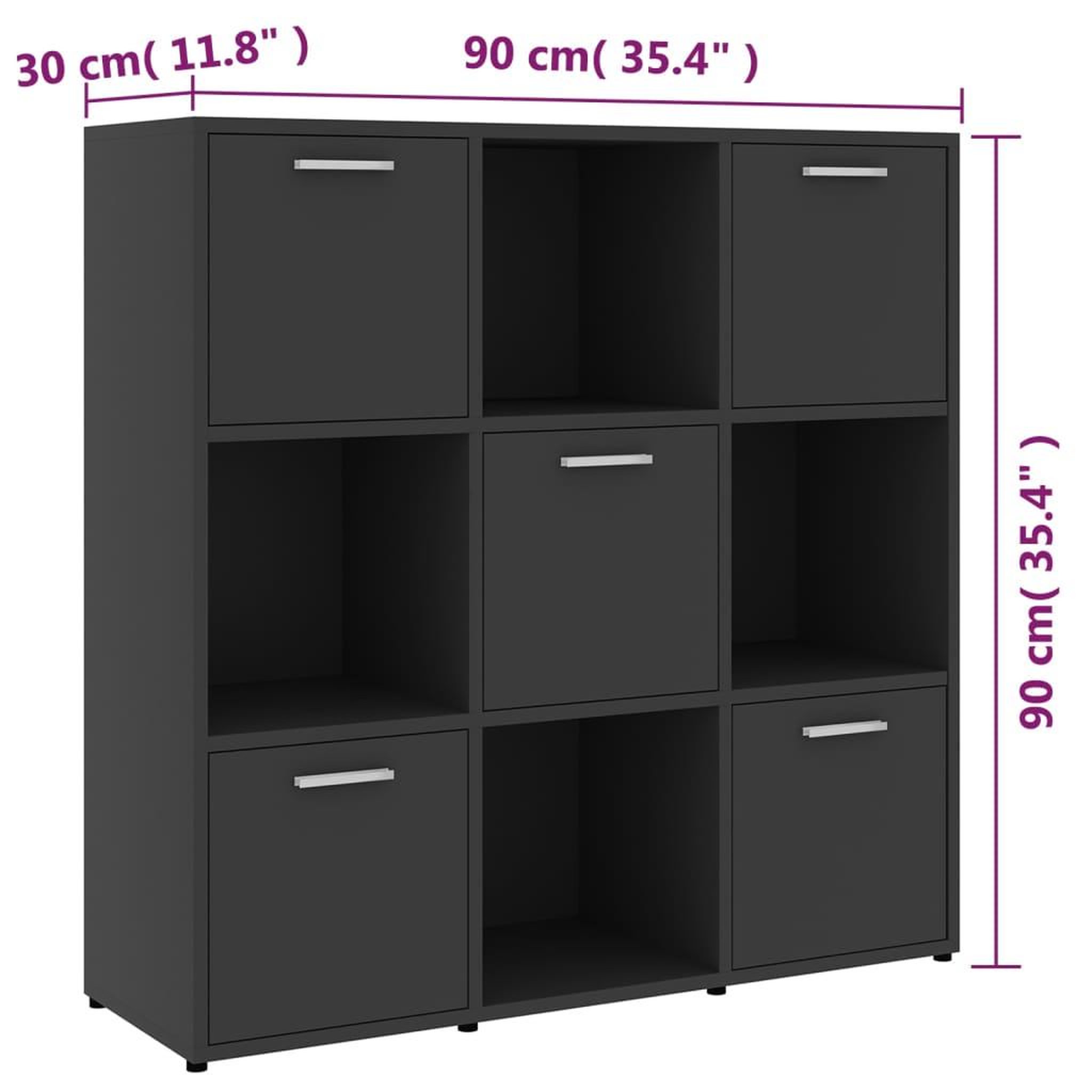 Voir la diapositive 6 : VIDAXL Bibliotheque Gris 90x30x90 cm Bois d'ingenierie