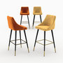 Voir la diapositive 1 : MAISON PAVANE Pack 4 chaises de bar en velours orange et jaune 78 cm-Aristote