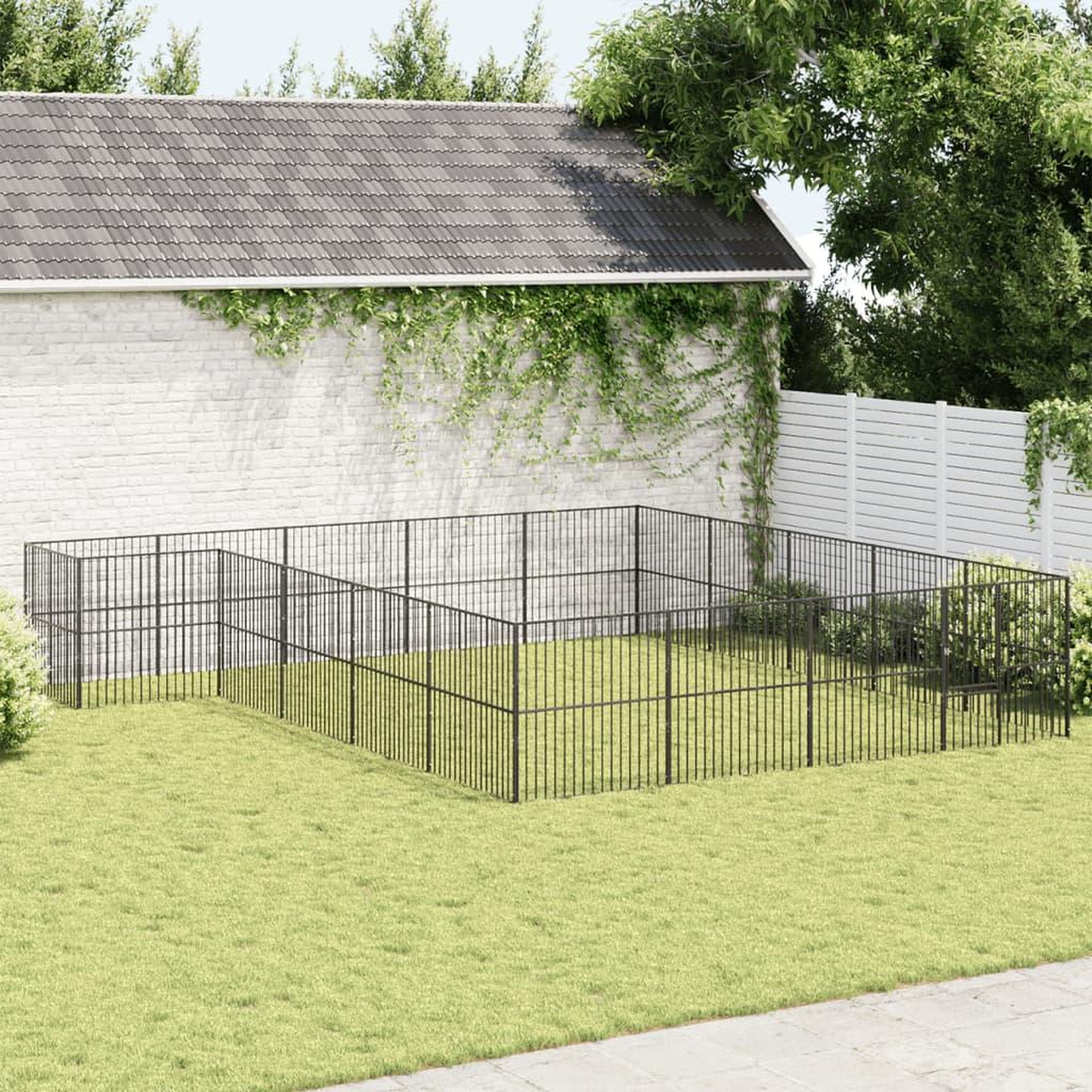 VIDAXL Parc pour chien 20 panneaux noir acier galvanise