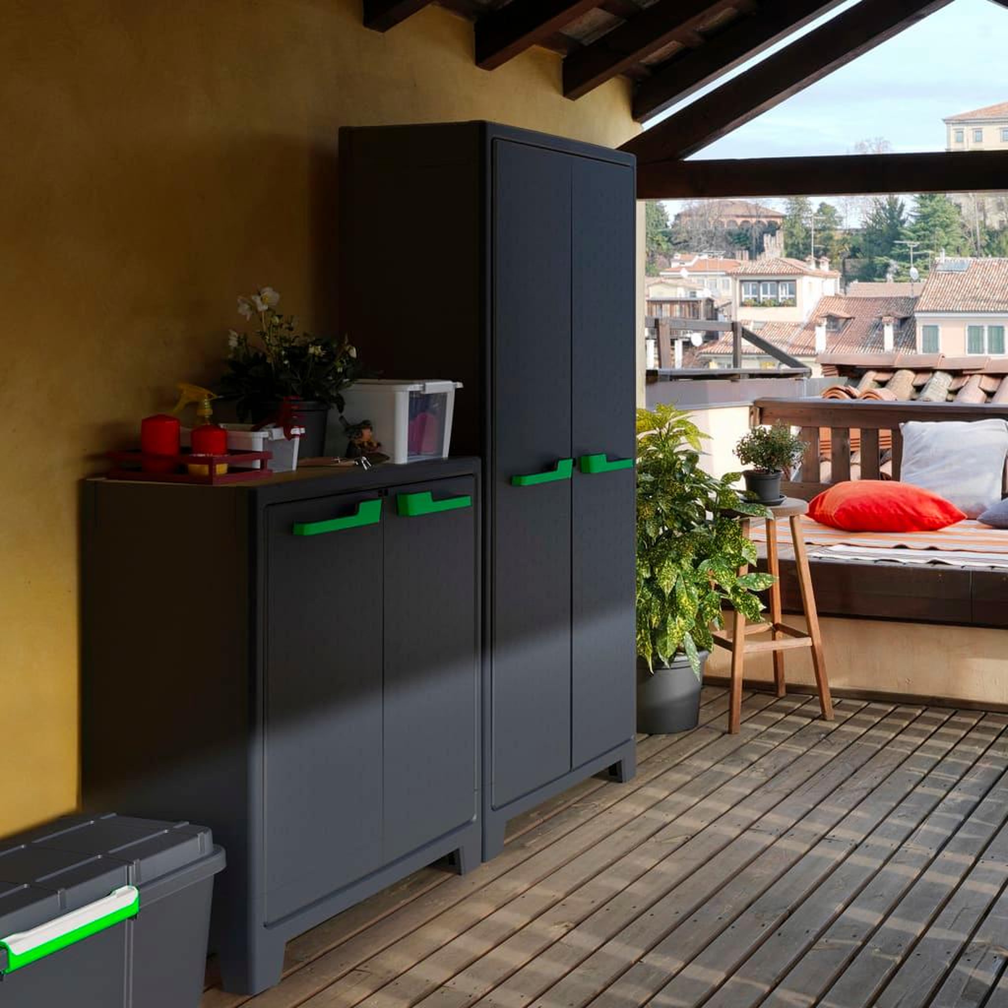 Voir la diapositive 4 : Keter Keter Armoire de rangement avec etageres Moby Gris graphite 182 cm